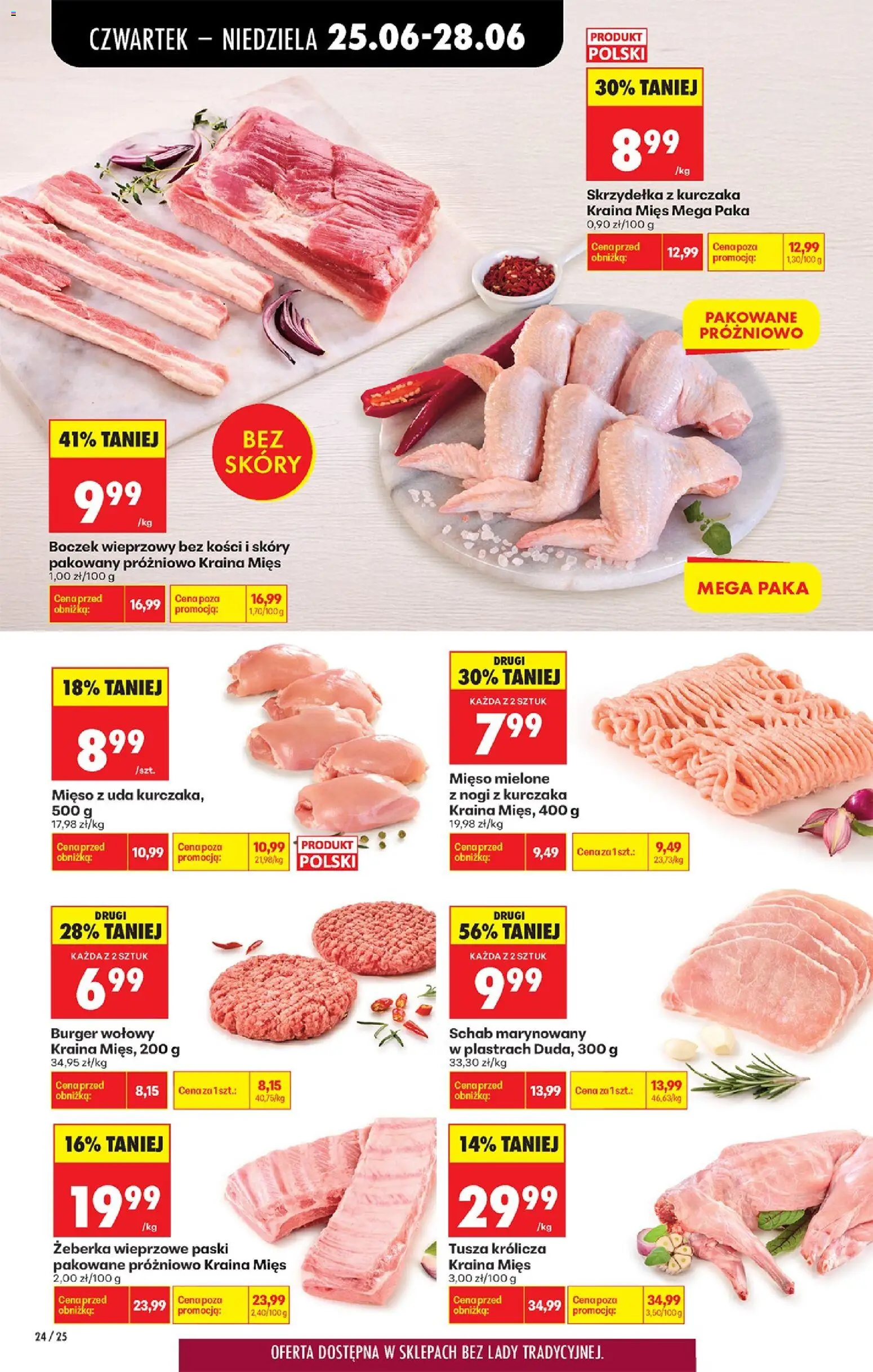 Biedronka gazetka od czwartku od 25.06.2026 | Strona: 28 | Produkty: Burger wołowy, Mięso, Kraina mięs, Mięso mielone