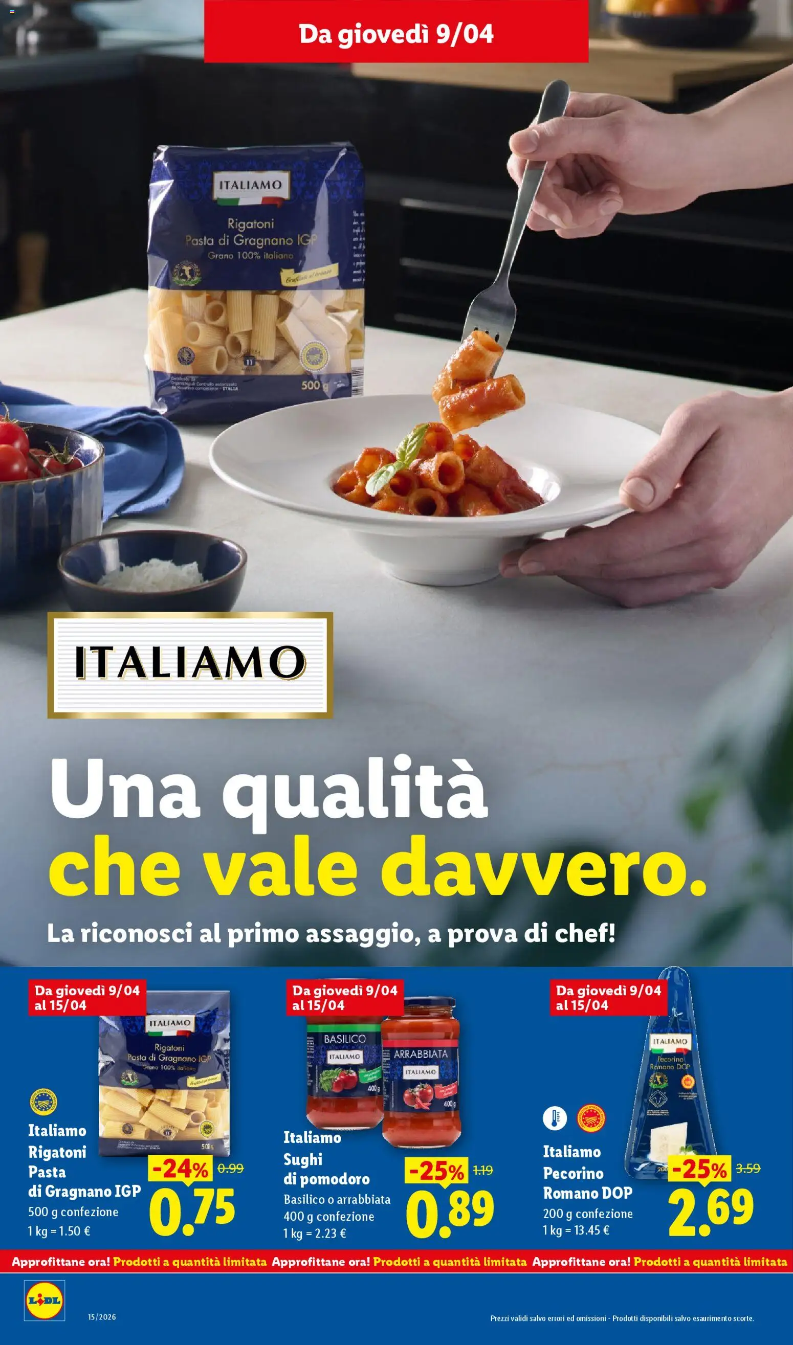 Volantino Lidl del 09.04.2026 | Pagina: 12 | Prodotti: Pomodoro, Basilico, Pecorino Romano, Pecorino