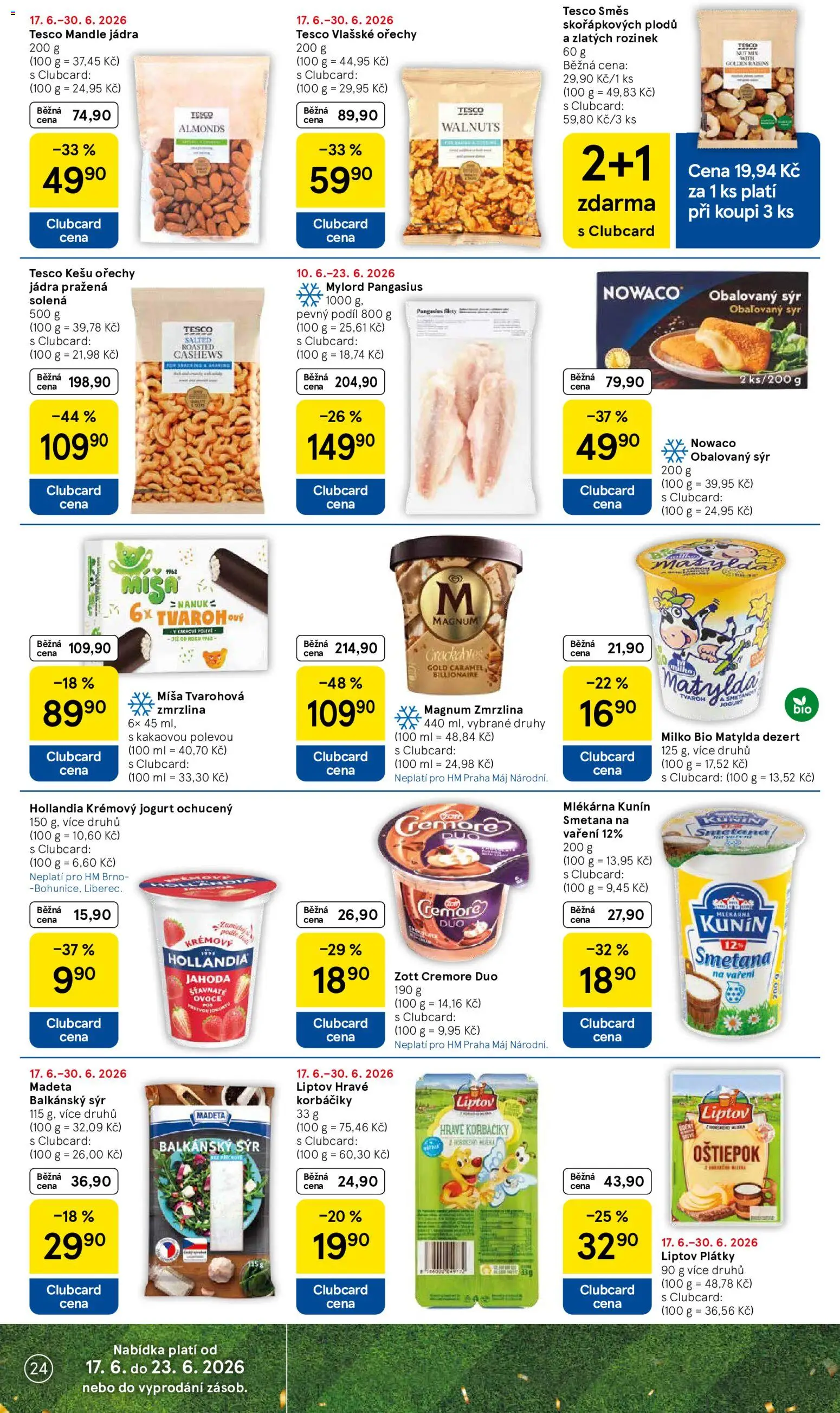 Tesco leták - Hypermarket od 17.06.2026 | Strana: 24 | Produkty: Kešu ořechy, Kešu, Zmrzlina, Magnum
