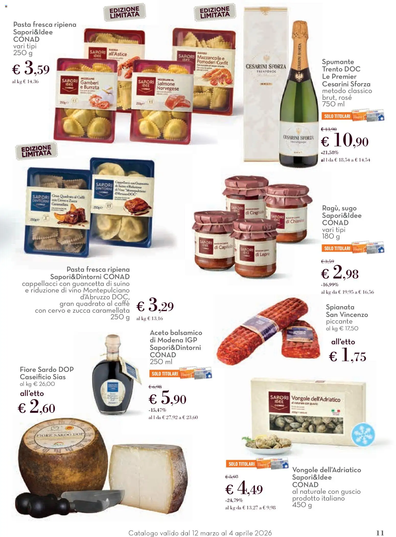 Volantino Conad del 12.03.2026 | Pagina: 11 | Prodotti: Salmone, Vino, Pomodori, Burrata