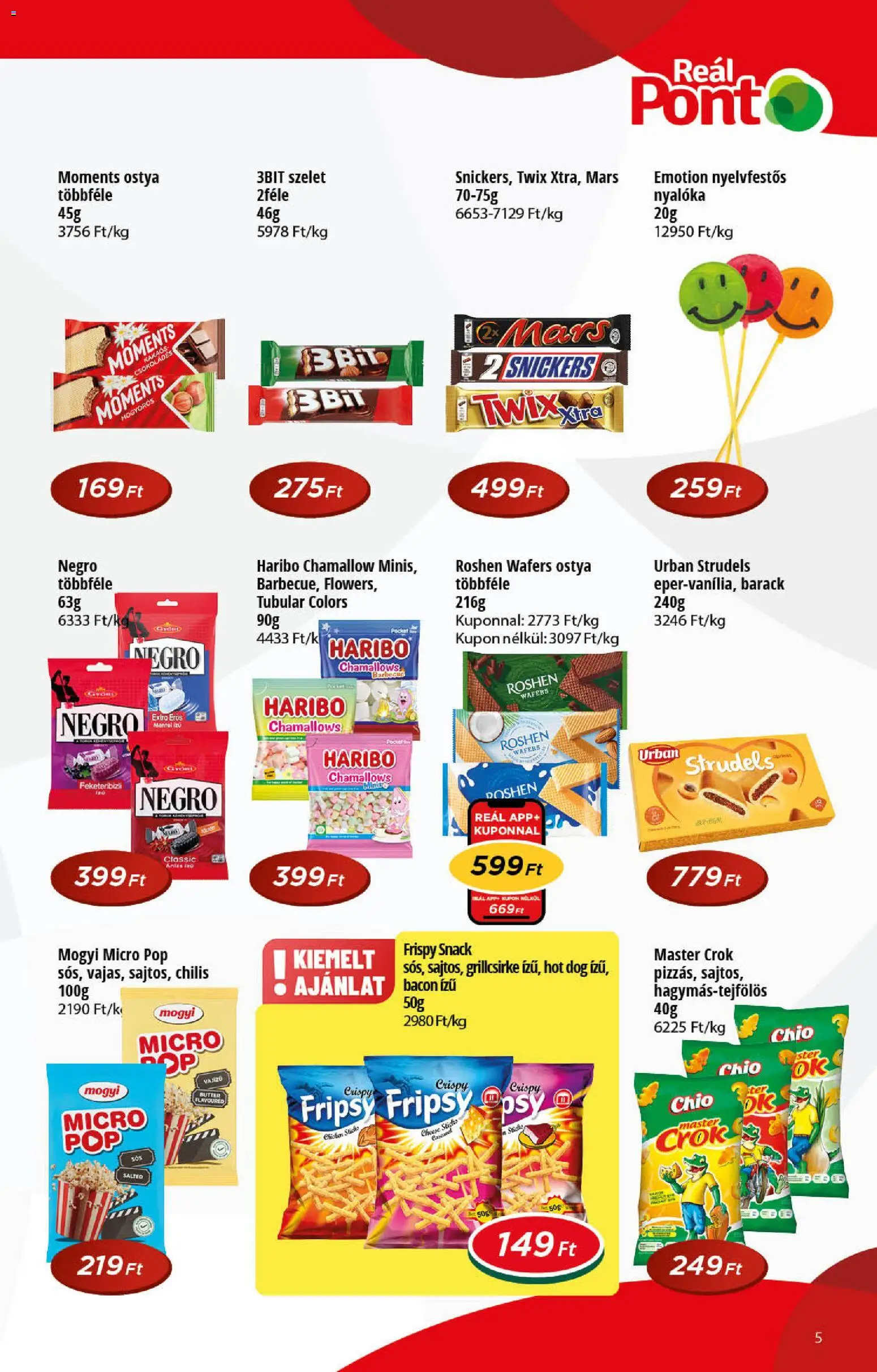 Reál akciós ujság - amely érvényes a következő dátumtól: 2026.08.19. | Oldal: 5 | Termékek: Chio, Hot dog, Mars, Wafers