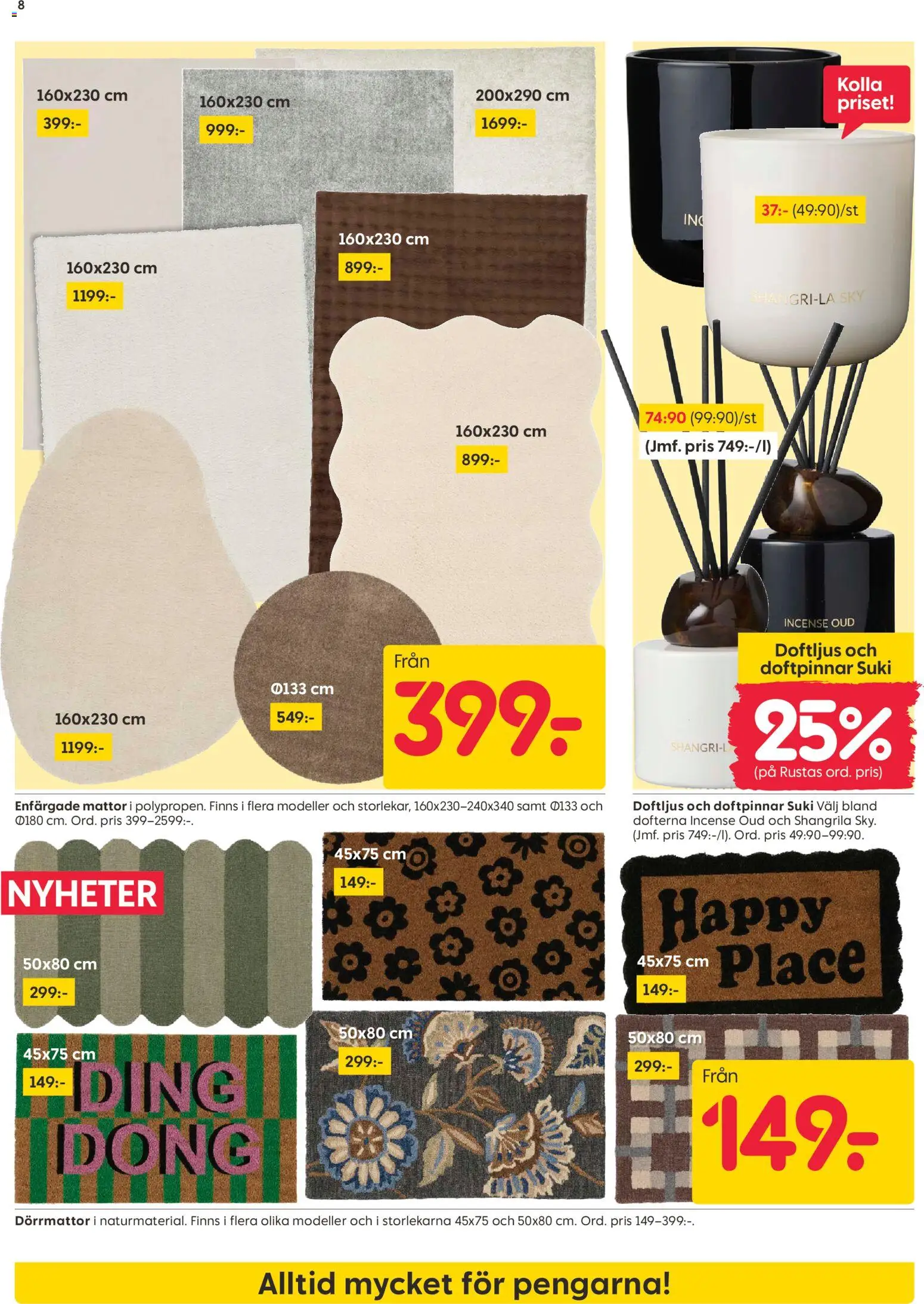 Rusta reklamblad aktuell från 31/08/2026 | Sida: 8 | Produkter: Matta, Dörrmatta, Nyheter, Doftljus