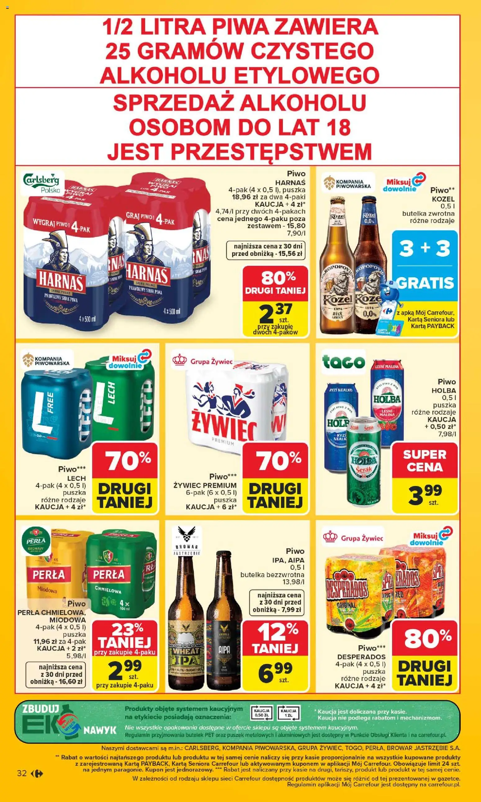 Carrefour gazetka - Warszawa od 24.08.2026 | Strona: 32 | Produkty: Karta, Lech, Harnaś, Desperados