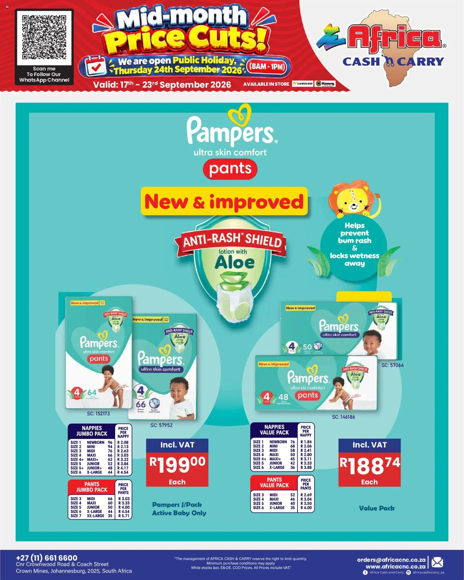 New Africa Cash & Carry catalogue – valid from 17/09/2026 | Page: 73 | Products: Pants, Nappies, Lotion