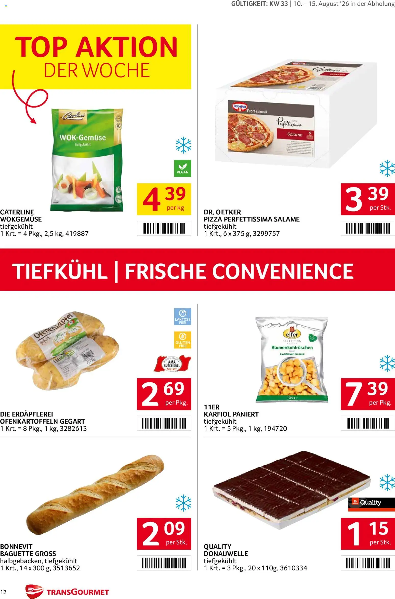 Transgourmet Flugblatt gültig ab 10.08.2026 | Seite: 12 | Produkte: Jääkaappipakastin, Pizza