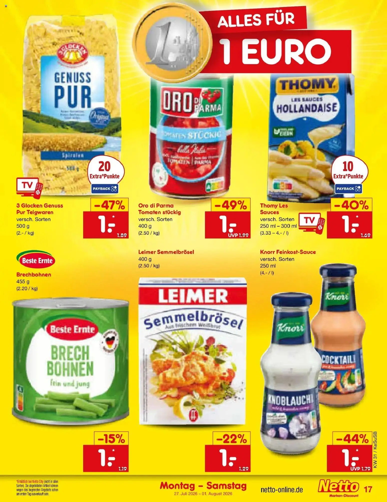 Netto Marken-Discount Prospekt Kruft – gültig ab 27.07.2026 | Seite: 27 | Produkte: Tomaten, Knorr, Oro di parma, Knoblauch
