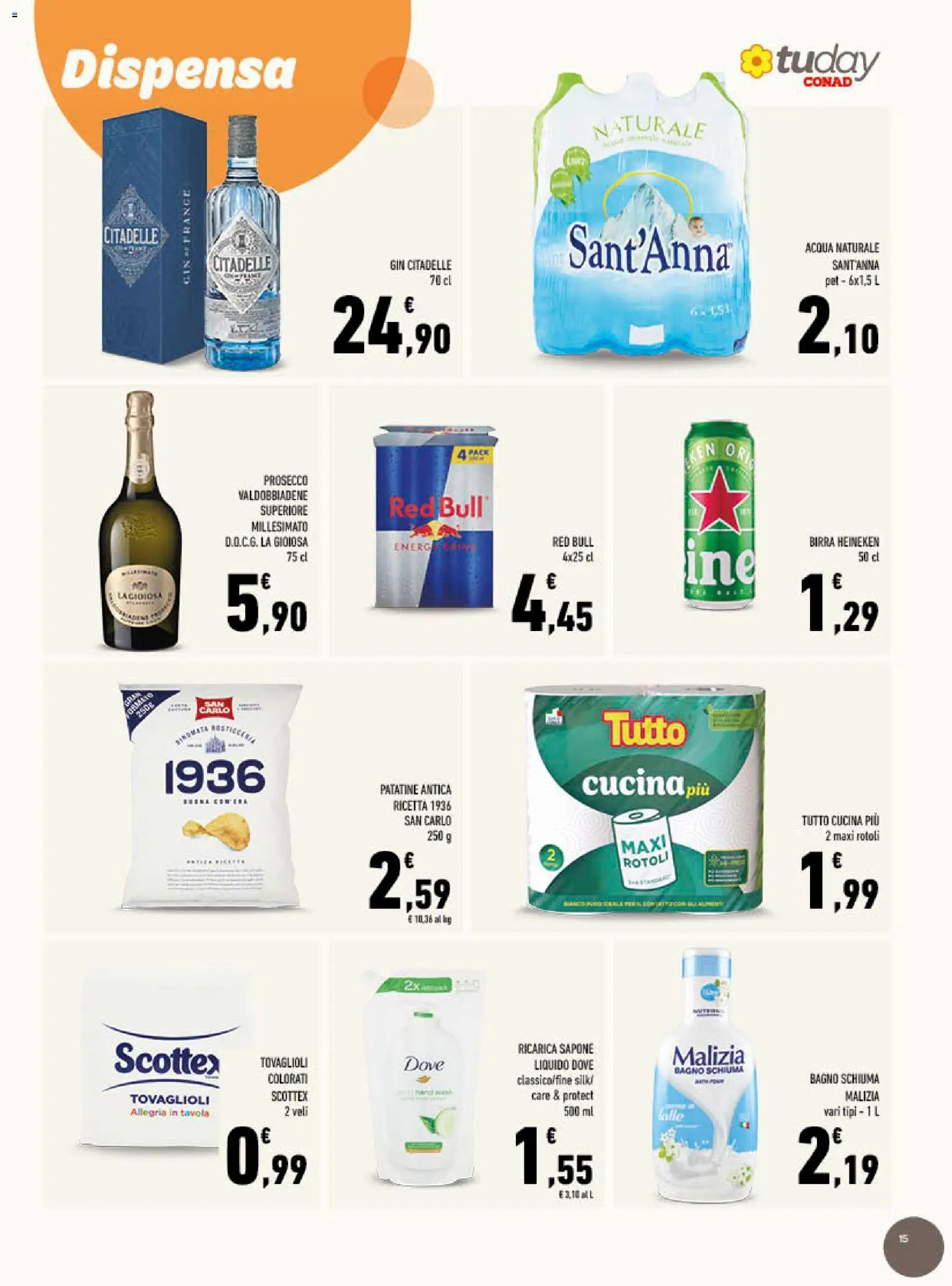 Volantino Conad del 15/07/2026 | Pagina: 15 | Prodotti: Acqua, Acqua naturale, Heineken, Bagno