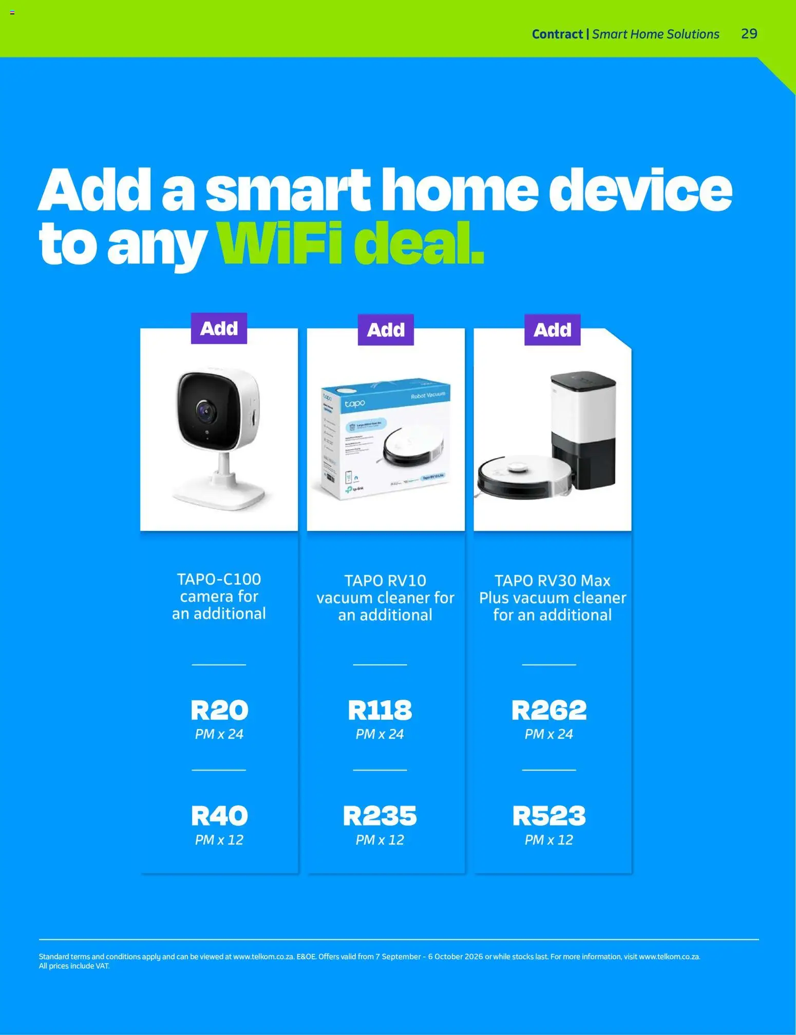 New Telkom catalogue – valid from 07/09/2026 | Page: 29 | Products: Camera, Vacuum cleaner