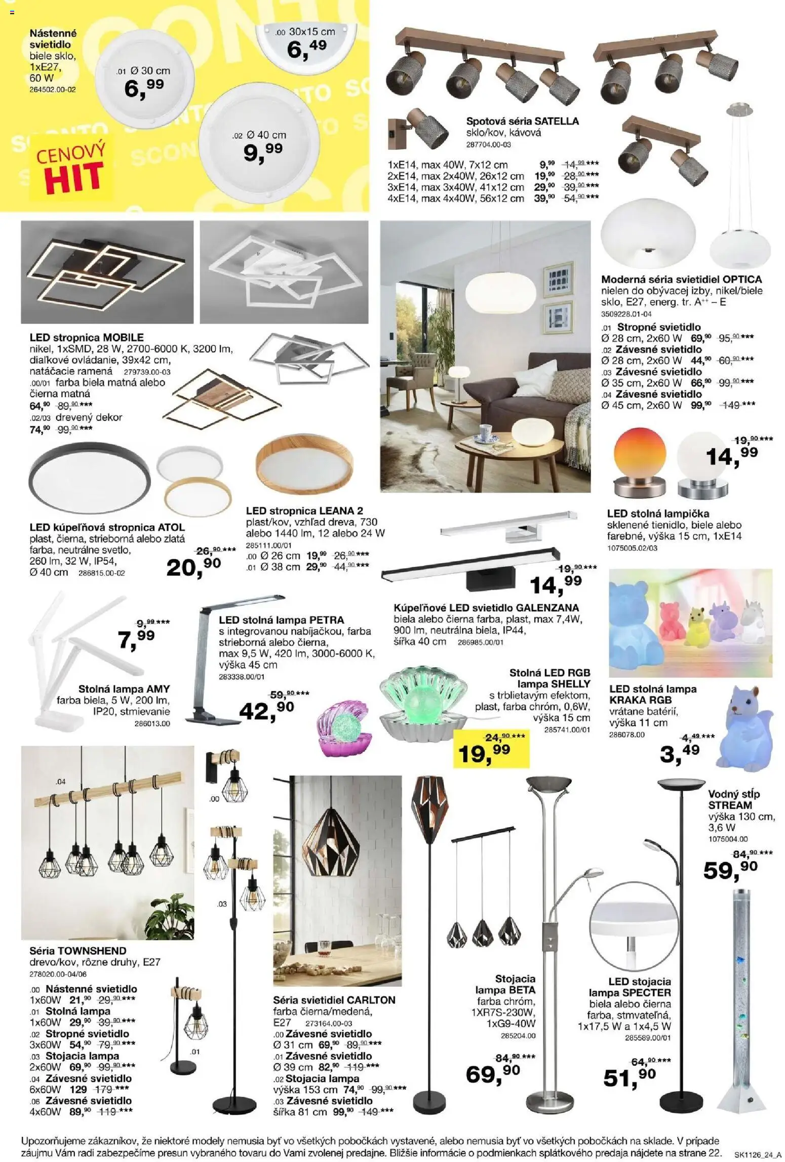 Nové Sconto nábytok akcie – leták je platný od 26.08.2026 | Strana: 24 | Produkty: Lampa, Závesné svietidlo, Nástenné svietidlo, Stropné svietidlo