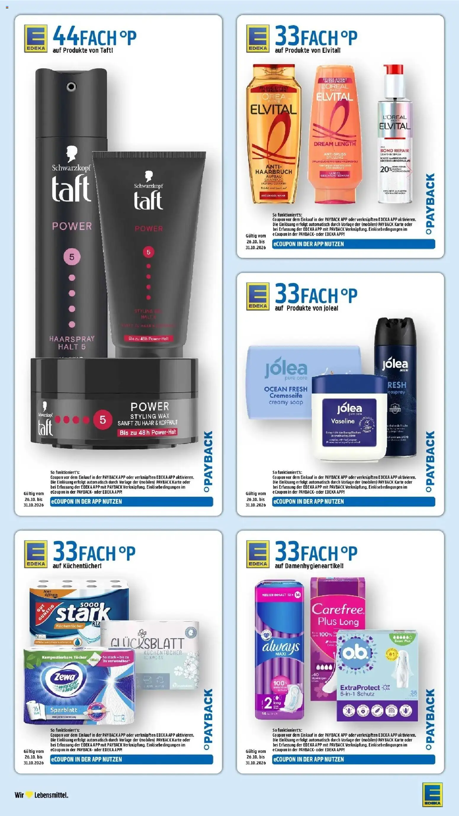 Edeka Prospekt Raunheim (ab 26.10.2026) » Angebote Online | Seite: 40 | Produkte: Zewa, Shampoo, Spülung, Serum