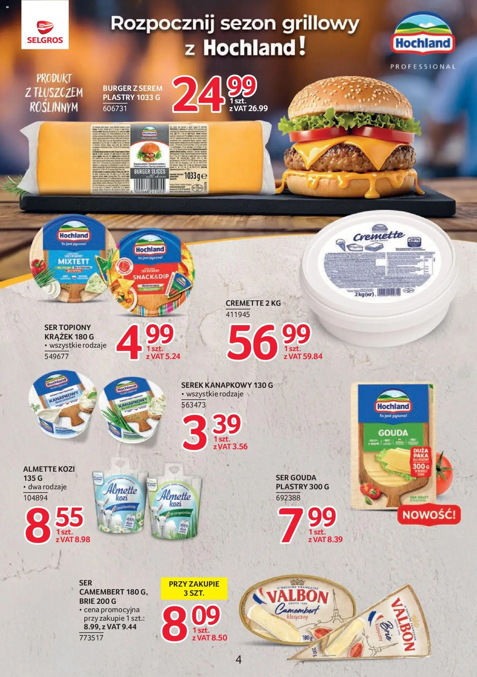 Selgros cash&carry gazetka - Markowe produkty od 21.05.2026 | Strona: 4 | Produkty: Ser topiony, Camembert, Ser, Ser gouda