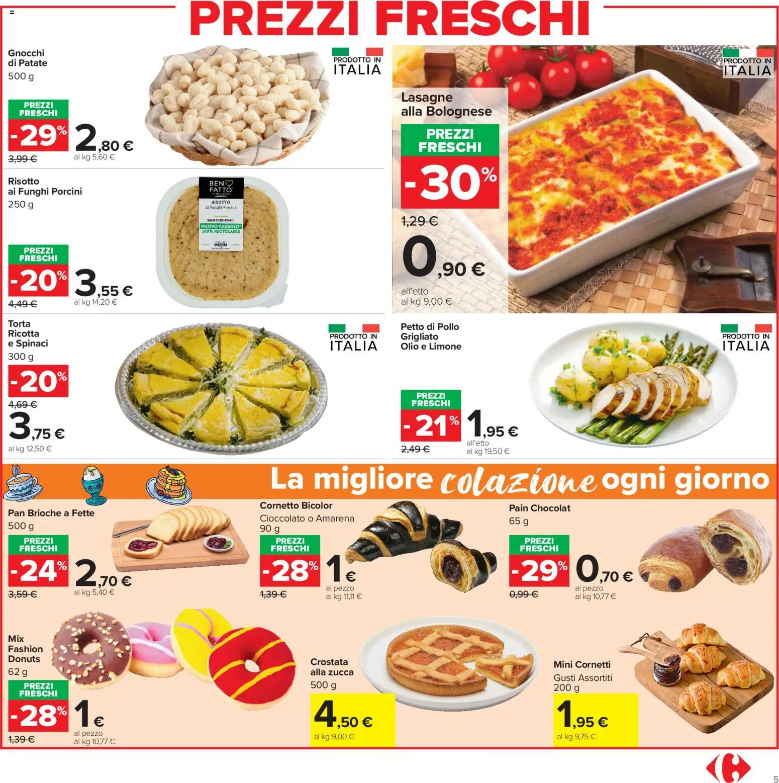 Volantino Carrefour del 23/10/2026 | Pagina: 5 | Prodotti: Cioccolato, Pollo, Funghi, Lasagne