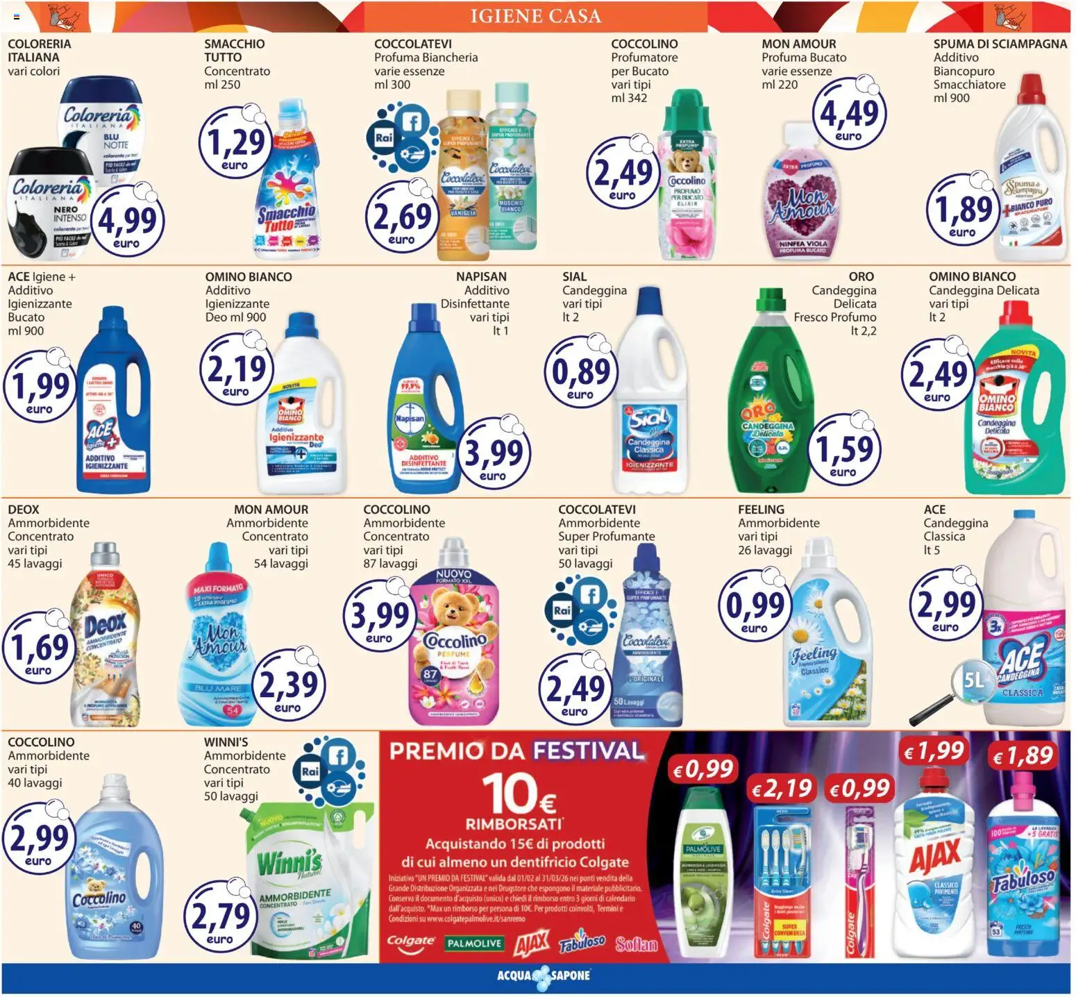 Volantino Acqua e Sapone del 12.03.2026 | Pagina: 19 | Prodotti: Sapone, Dentifricio, Candeggina, Profumo