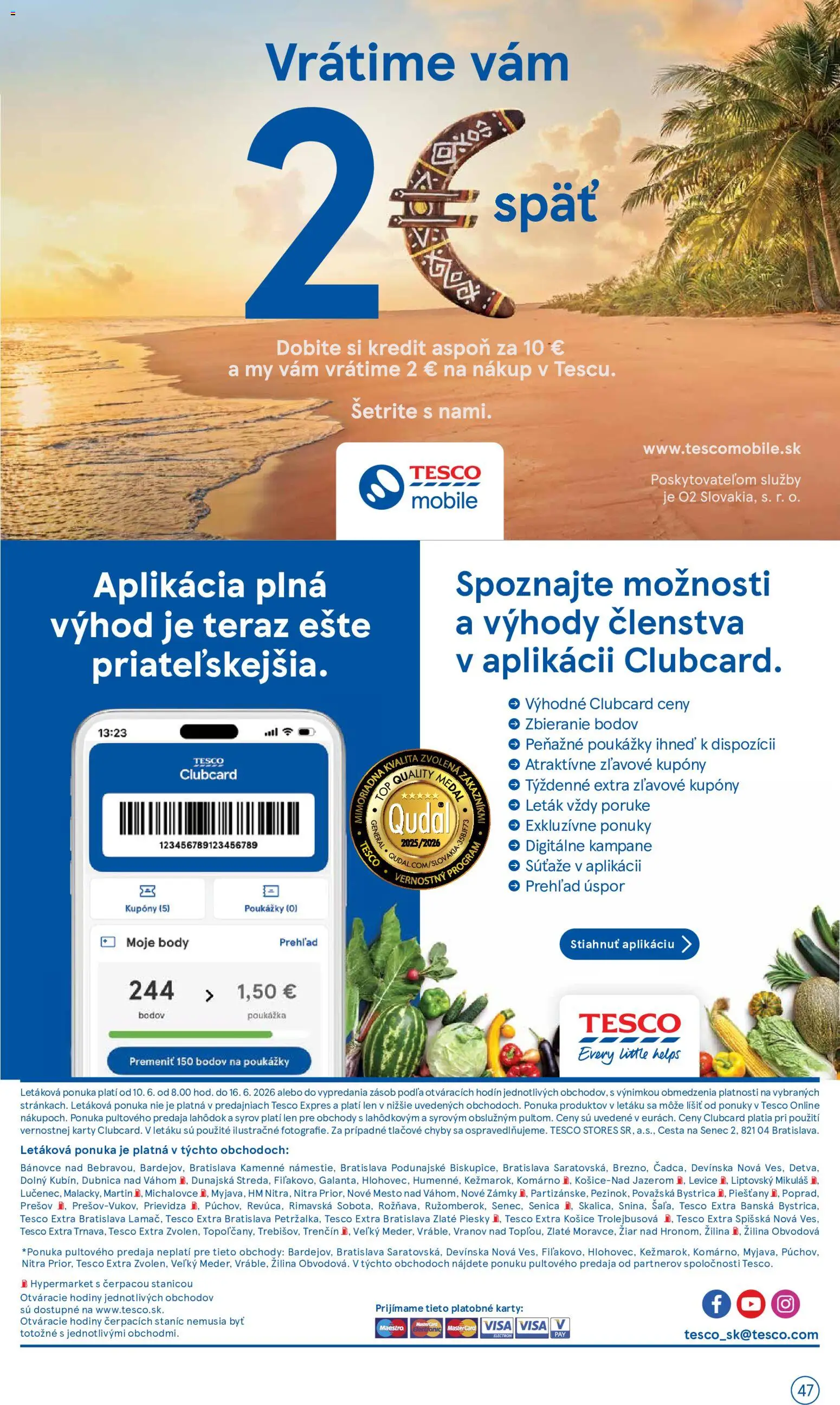 Nové Tesco akcie – leták je platný od 10.06.2026 | Strana: 47 | Produkty: Hodiny, Med