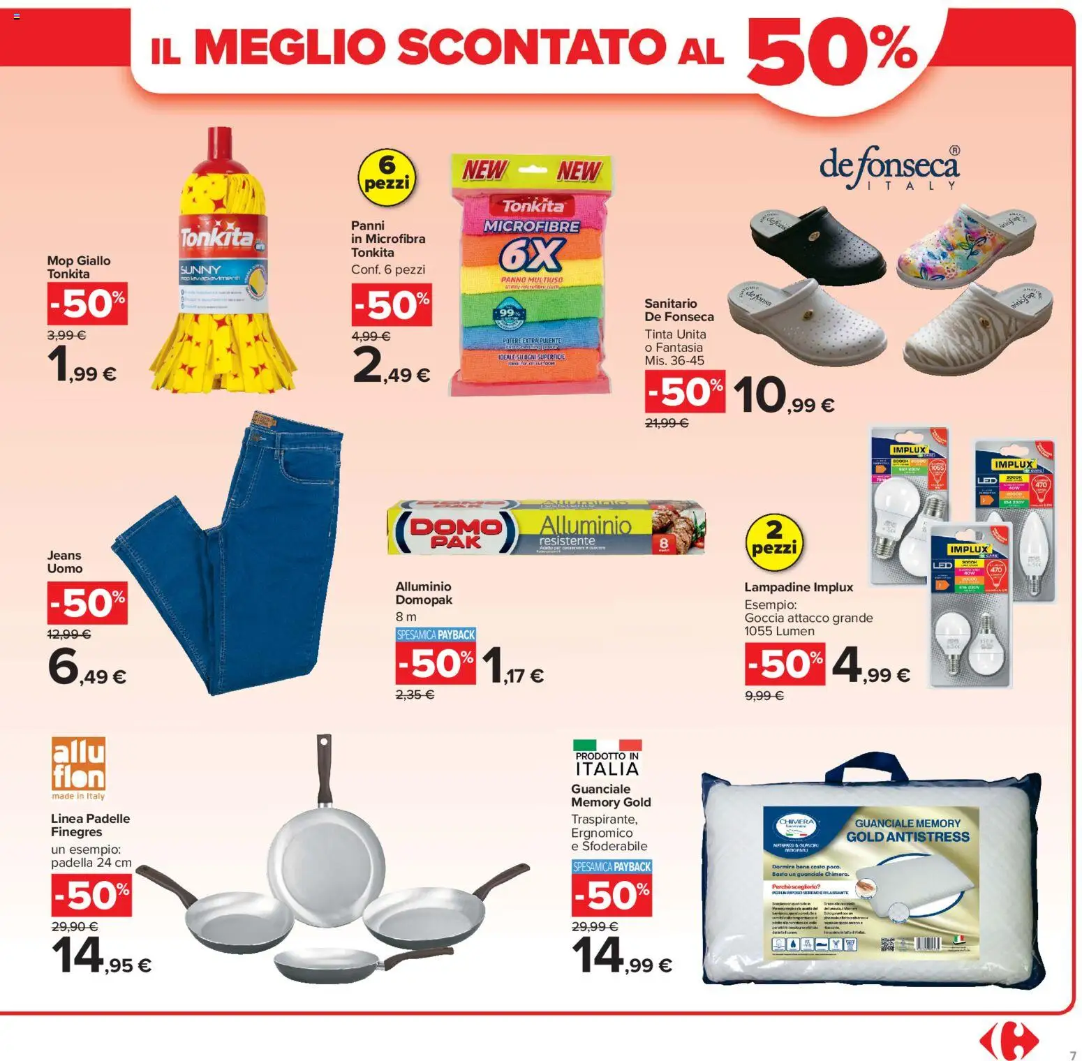 Volantino Carrefour del 29/09/2026 | Pagina: 7 | Prodotti: Alluminio, Panni, Guanciale, Lampadine