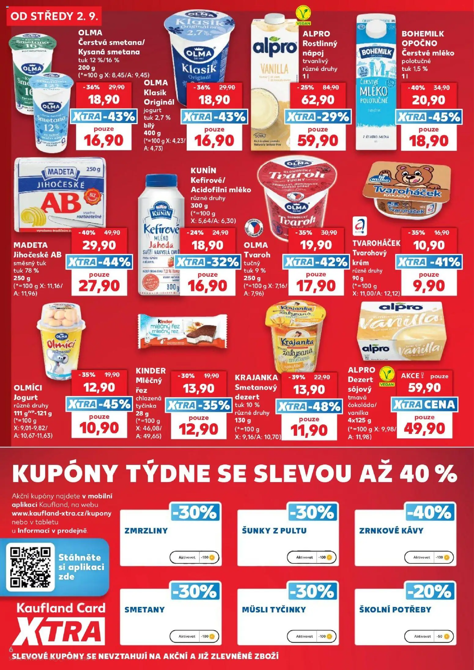 Kaufland leták - Kolín od 02.09.2026 | Strana: 6 | Produkty: Kinder mléčný řez, Vanilka, Acidofilní mléko, Müsli