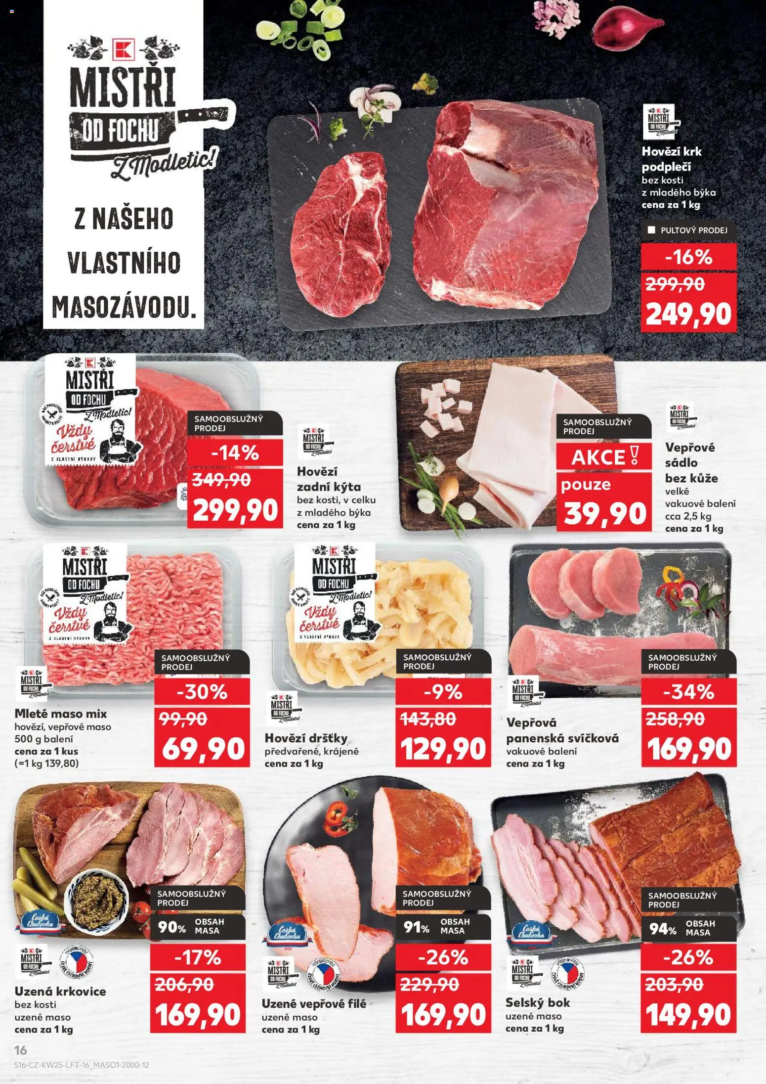Kaufland leták - Brno od 17.06.2026 | Strana: 16 | Produkty: Vepřové maso, Maso, Kýta, Uzená krkovice