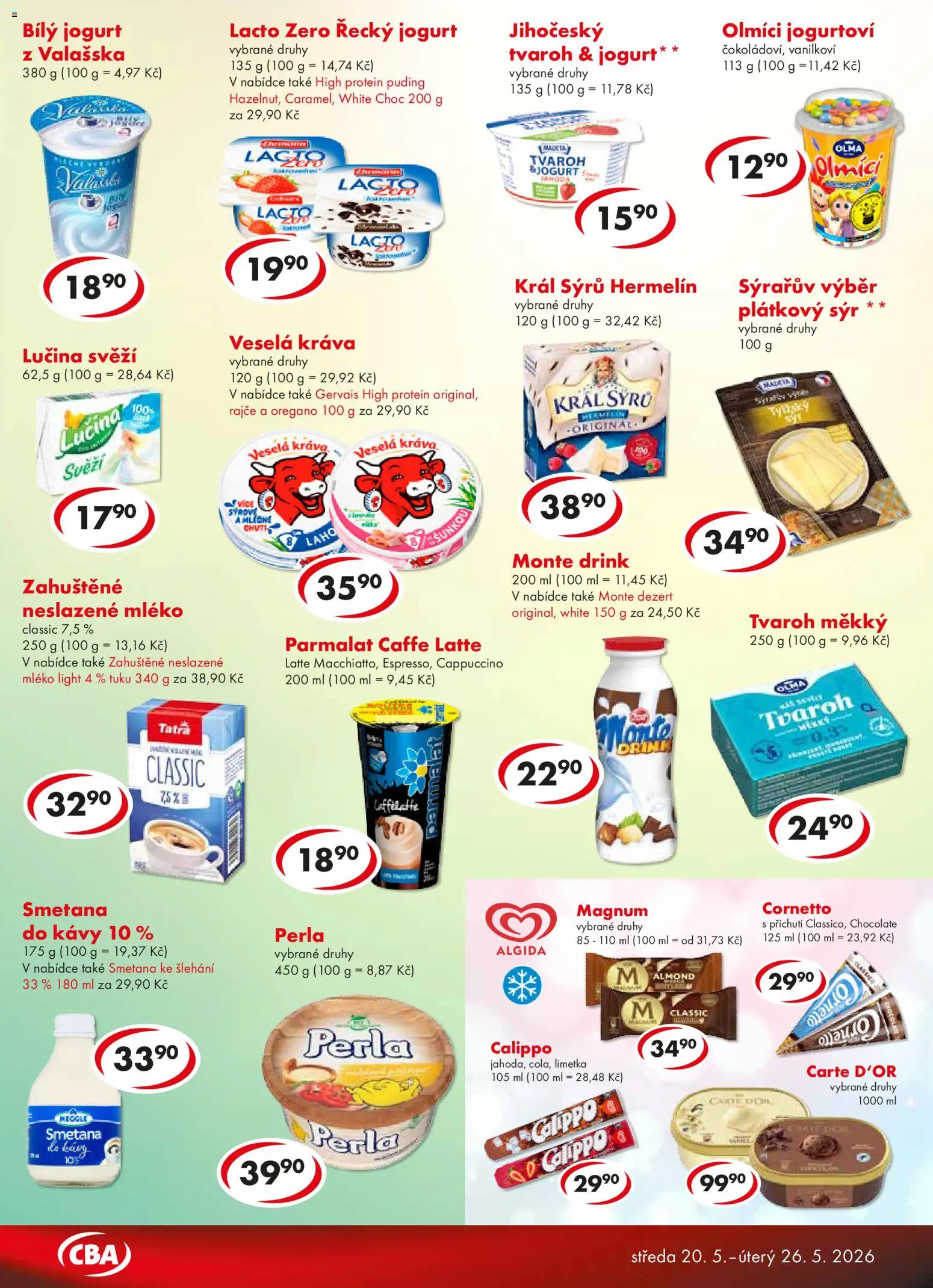 CBA leták - Premium od 20.05.2026 | Strana: 2 | Produkty: Sýr, Puding, Smetana ke šlehání, Carte d'or