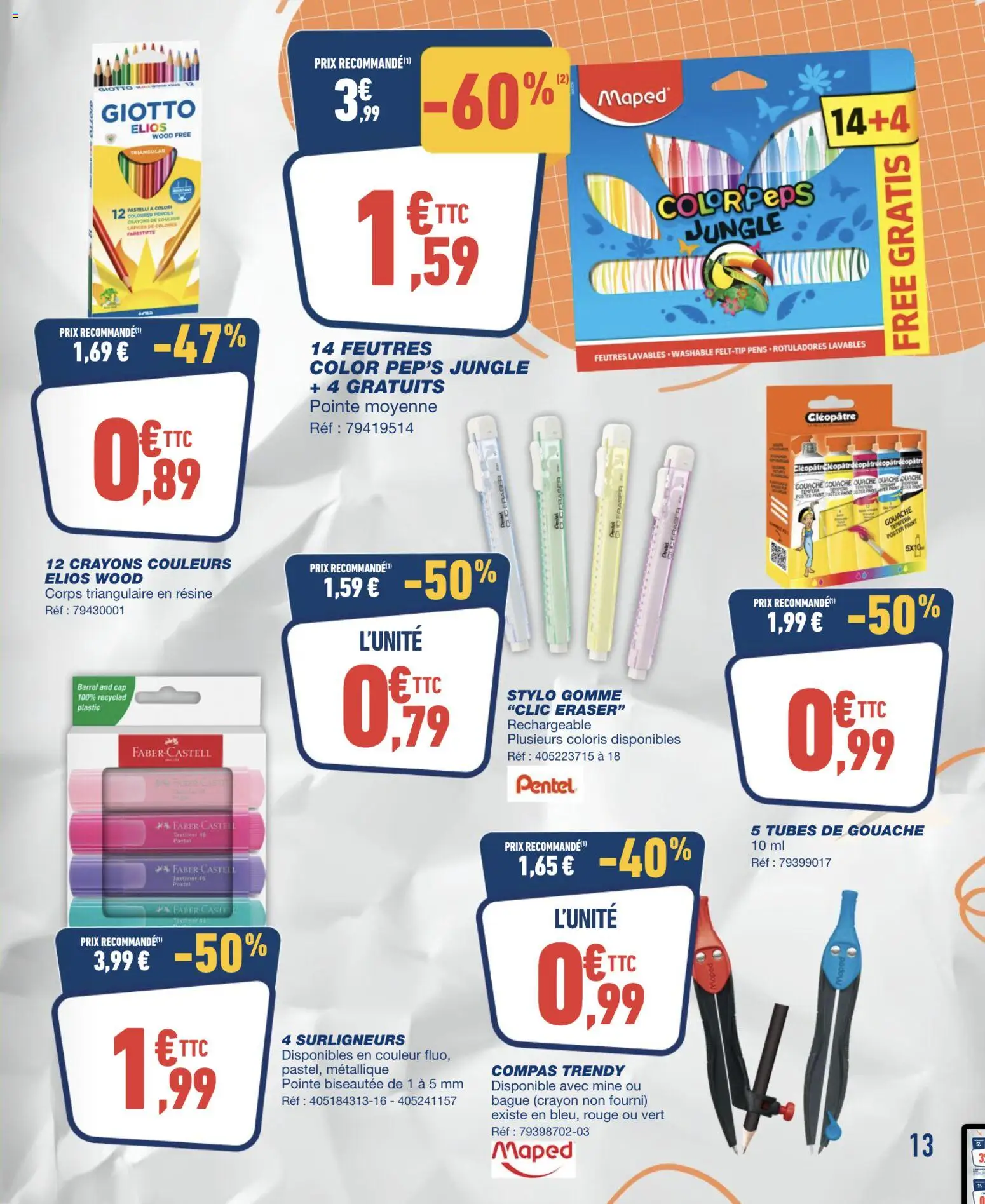 {H1} | Page: 13 | Produits: Crayon, Crayons de couleur, Stylo, Bague