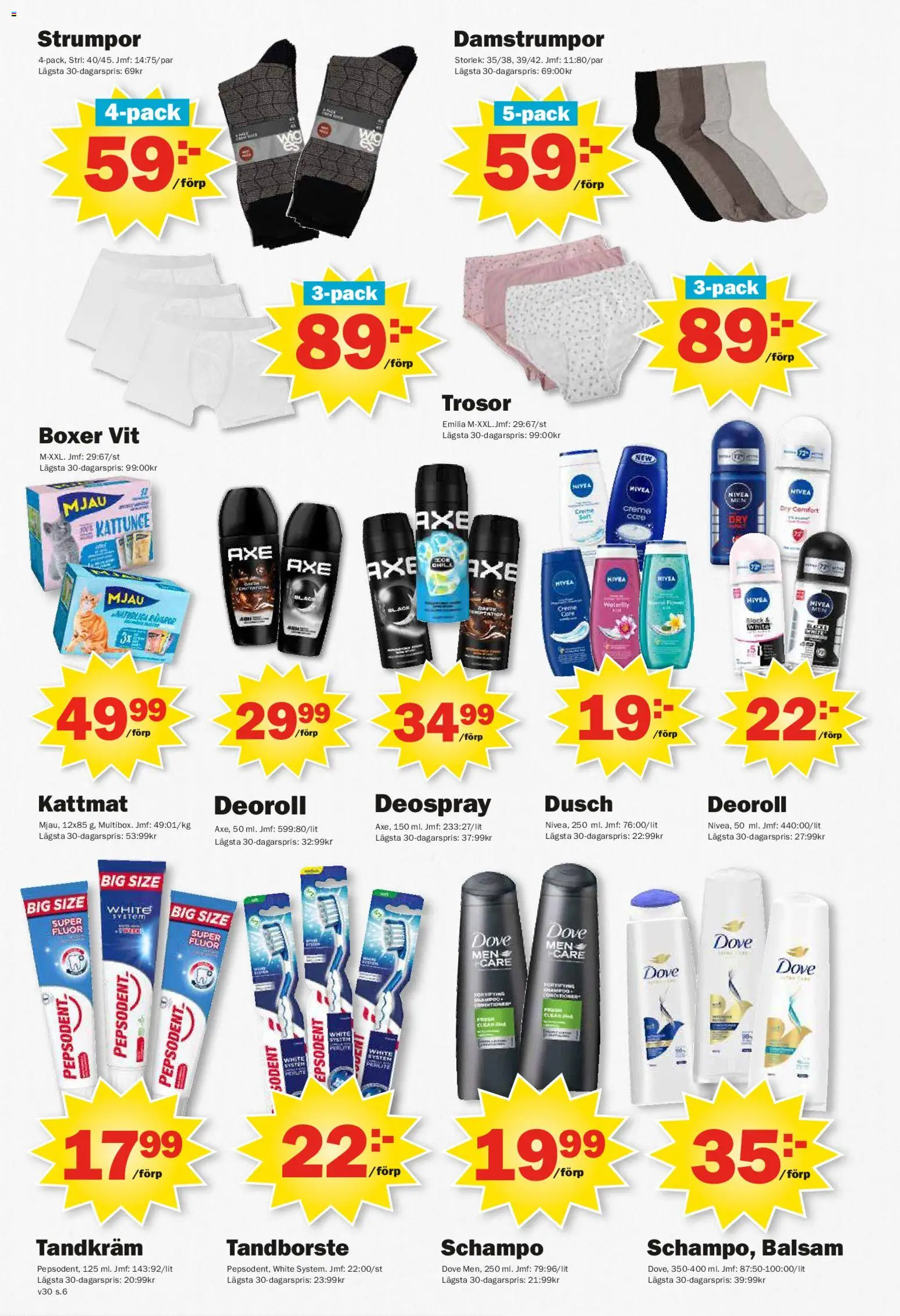 Pekås reklamblad aktuell från 20/07/2026 | Sida: 6 | Produkter: Balsam, Tandborste, Trosor, Kattmat