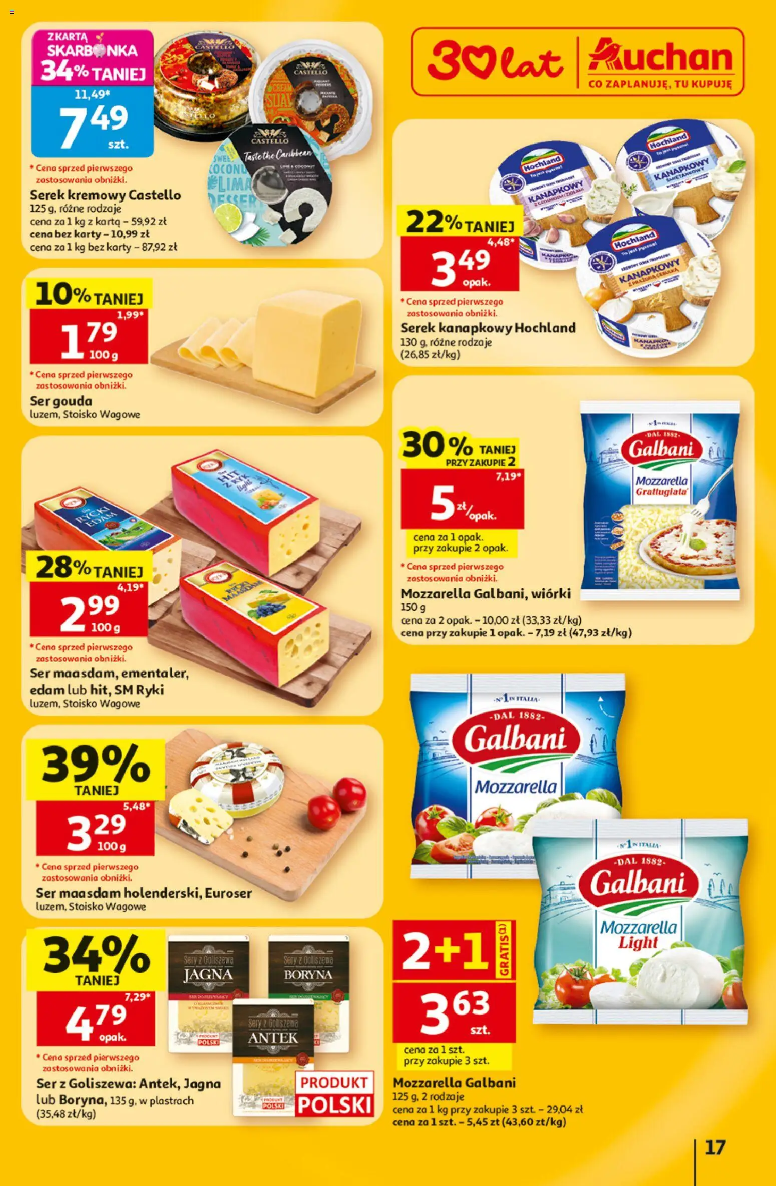 Auchan gazetka - 30 Lat Hipermarket od 02.07.2026 | Strona: 17 | Produkty: Karta, Sery, Ser, Ser gouda
