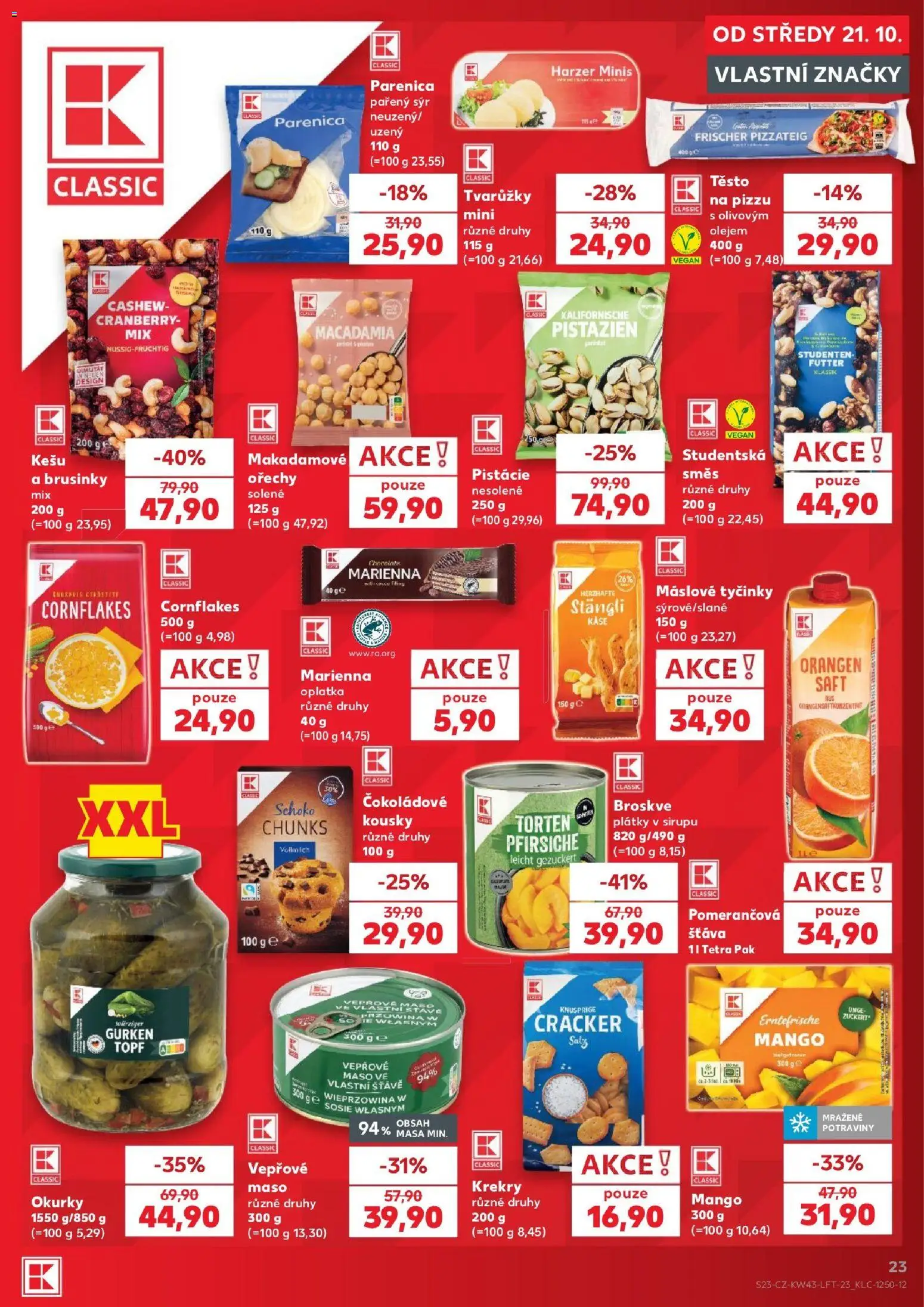Kaufland leták od 21.10.2026 | Strana: 23 | Produkty: Parenica, Kaše, Šťáva, Těsto