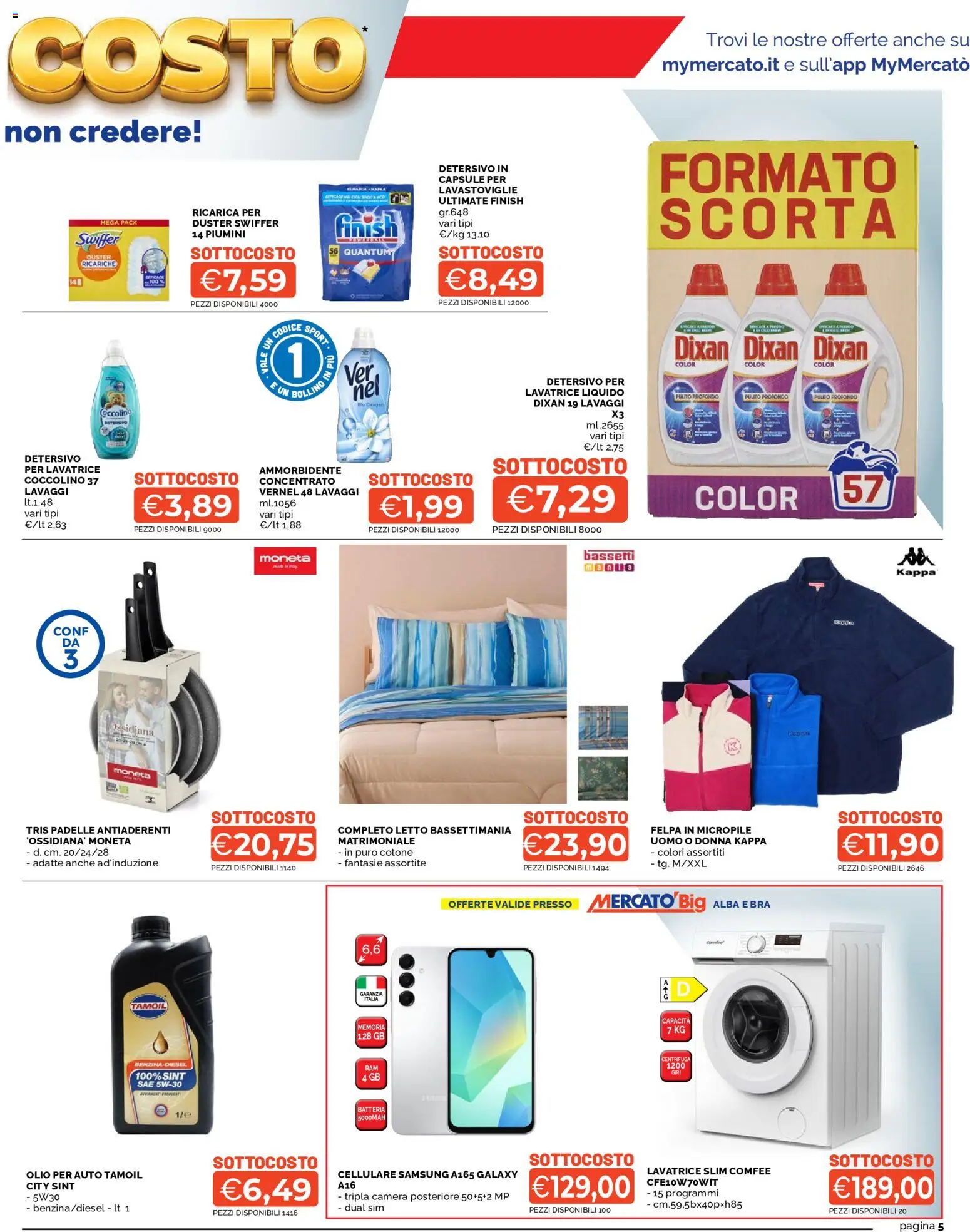 Volantino Mercatò del 01/10/2026 | Pagina: 5 | Prodotti: Lavatrice, Lavastoviglie, Letto, Batteria