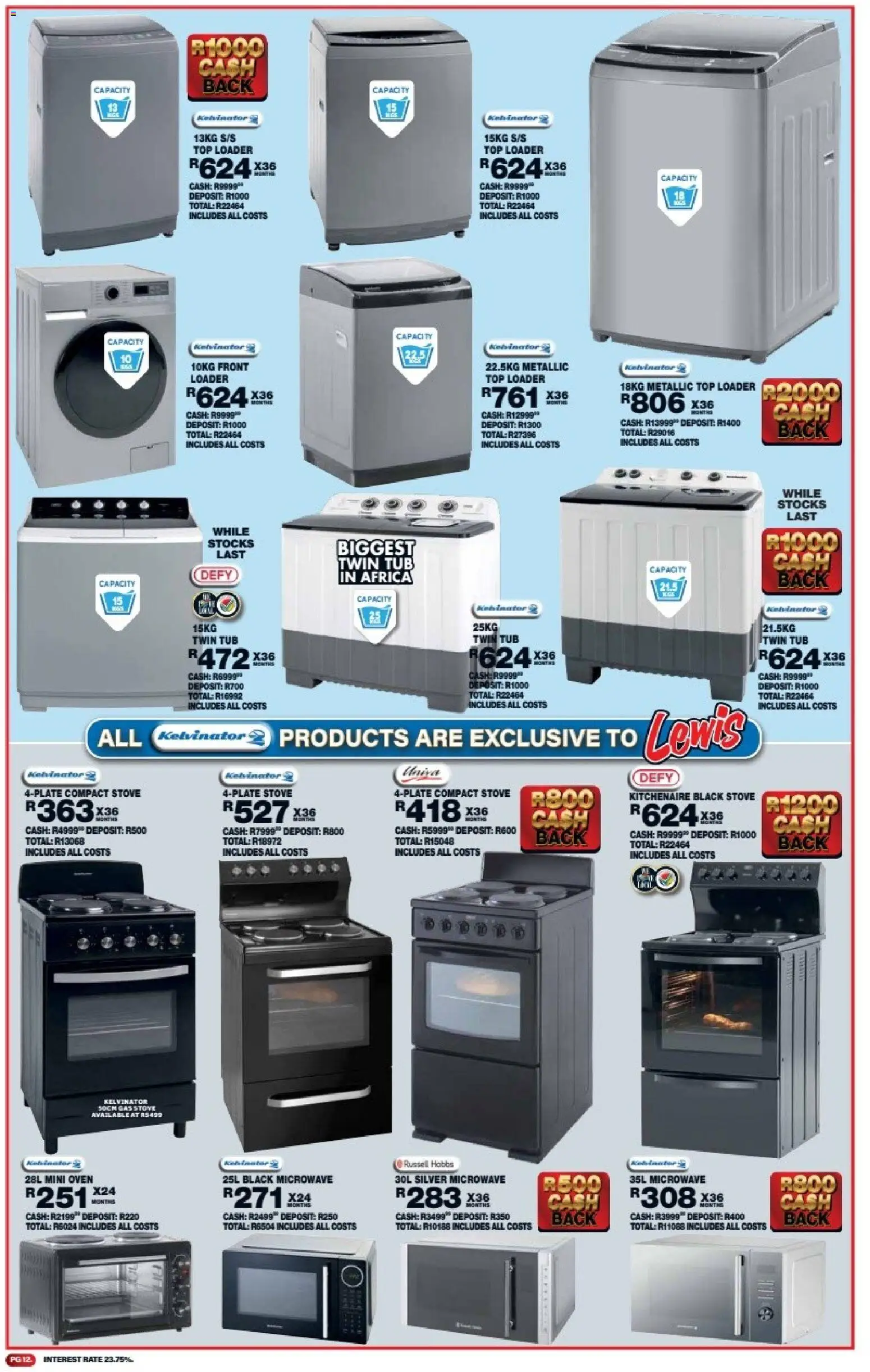 New Lewis Stores catalogue – valid from 11.05.2026 | Page: 12 | Products: Oven, Stove, Microwave, Gas stove