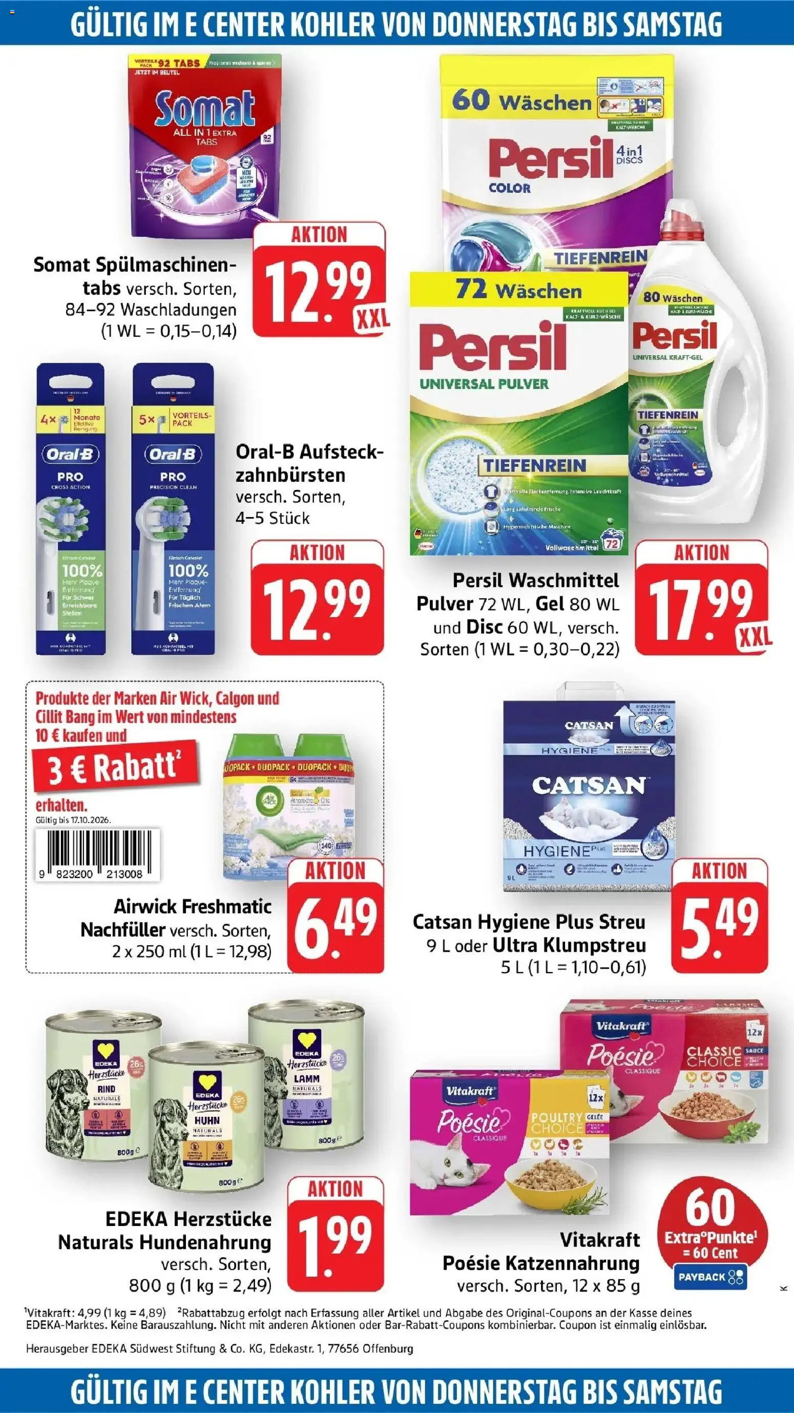 Edeka Prospekt Kehl (ab 12.10.2026) » Angebote Online | Seite: 60 | Produkte: Catsan, Waschmittel, Persil