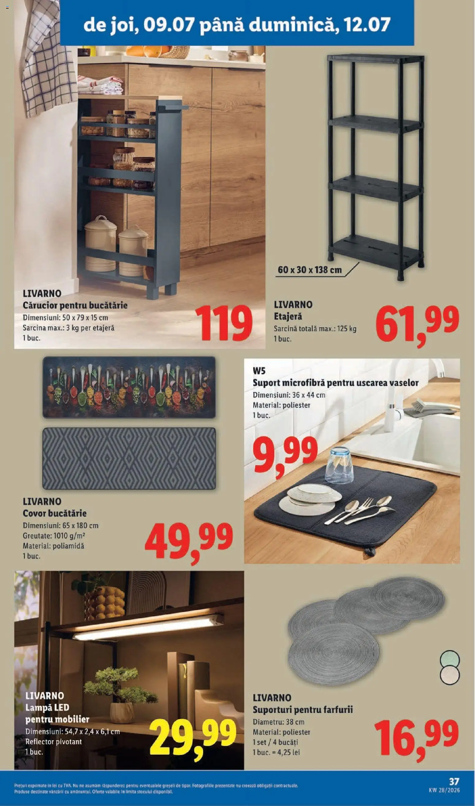 Noul catalog Lidl – valabil de la 06.07.2026 | Pagină: 37 | Produse: Bucătărie, Babak, Covor, Lampă