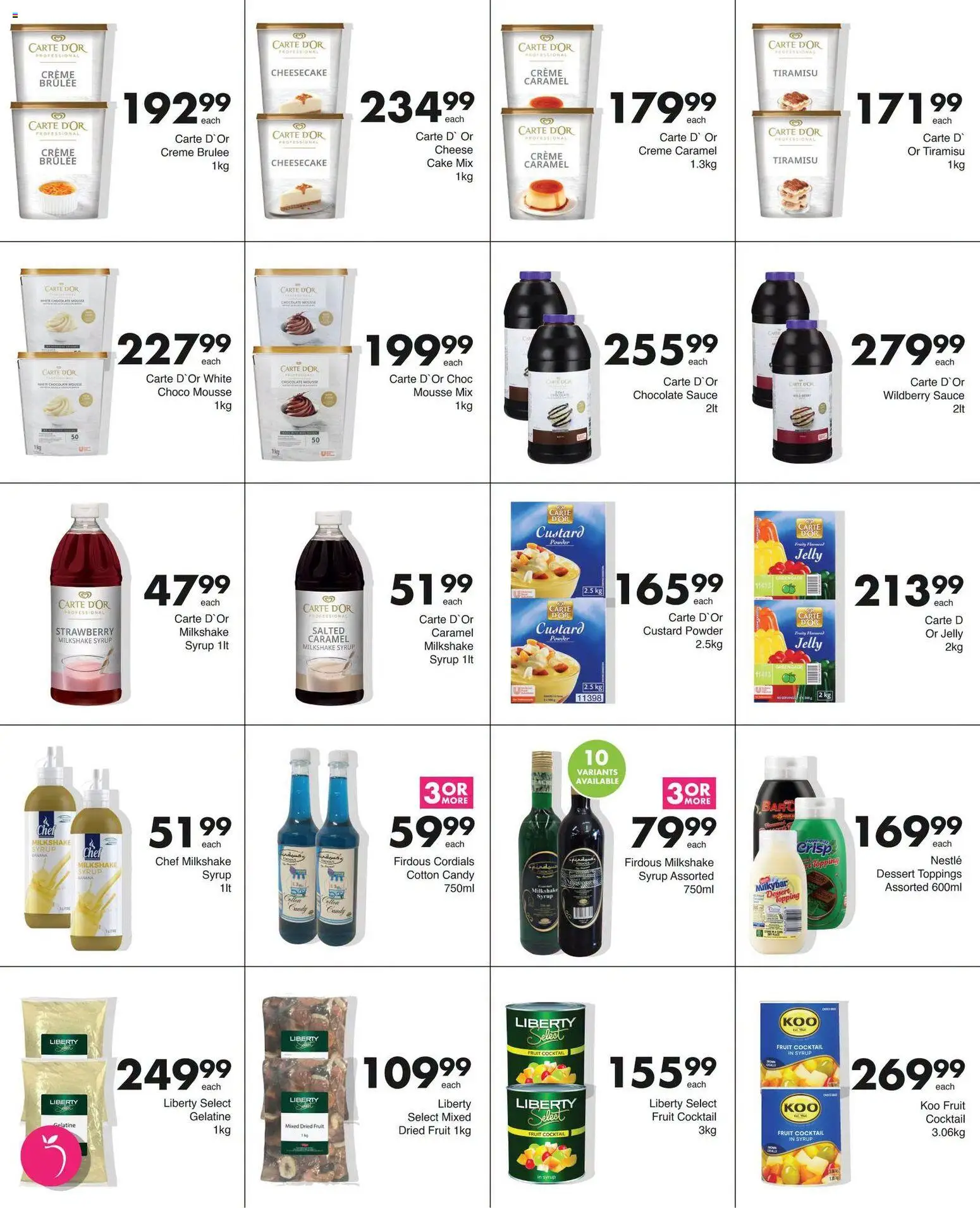 New Save catalogue – valid from 12/10/2026 | Page: 5 | Products: Custard, Chocolate mousse, Dried fruit, Chocolate