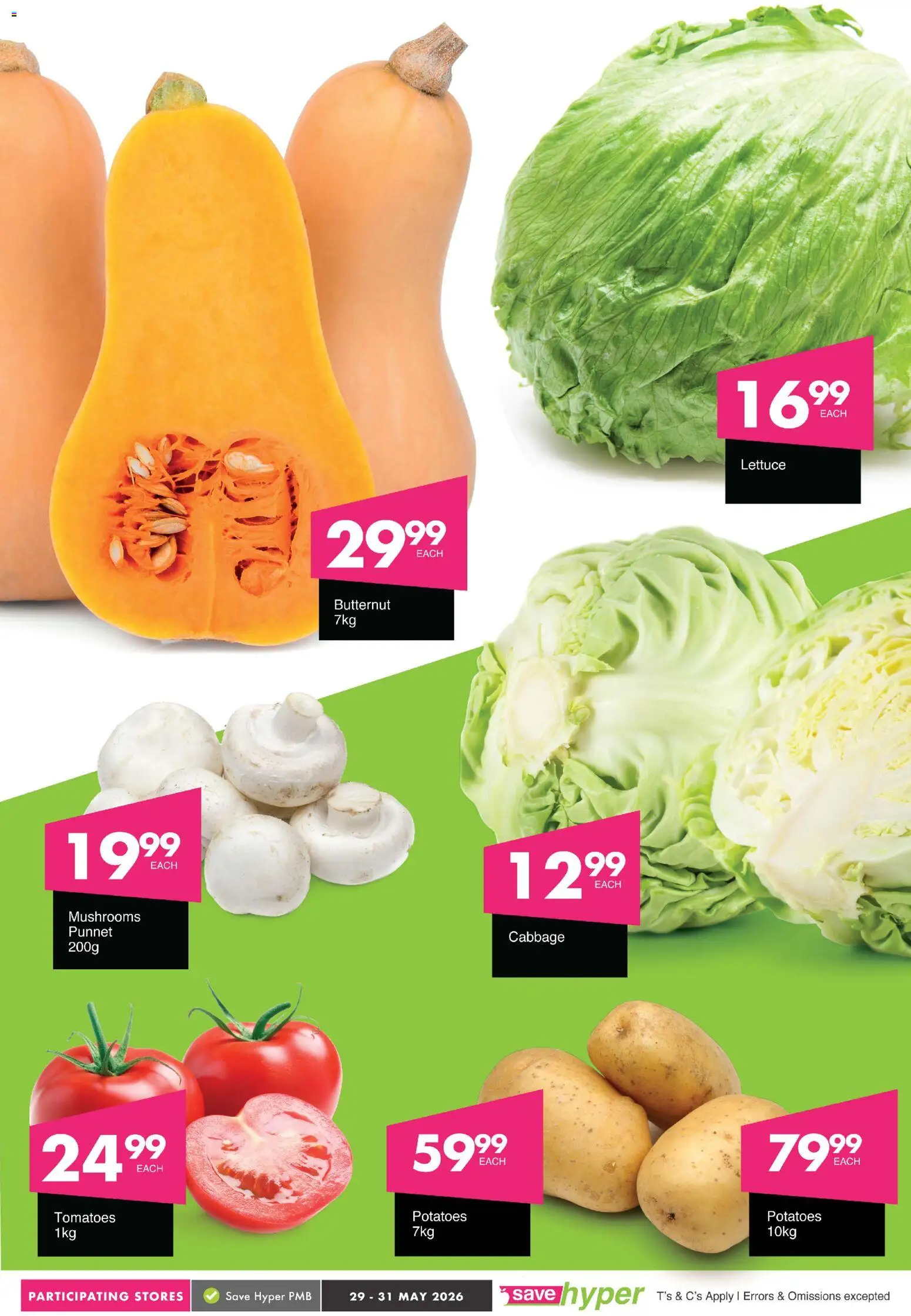 New Save catalogue – valid from 29.05.2026 | Page: 2 | Products: Mushrooms, Tomatoes, Potatoes, Lettuce