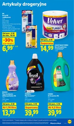 Pogląd oferty "VELVET MAXI TURBO, Ręcznik papierowy, 3-warstwowy**, Ręcznik papierowy 3-warstwowy, 1 rolka" - ważna od 05.10.2026 | Strona: 87 | Produkty: Płyn do płukania, Żel do WC, Żel do prania, Ręcznik papierowy