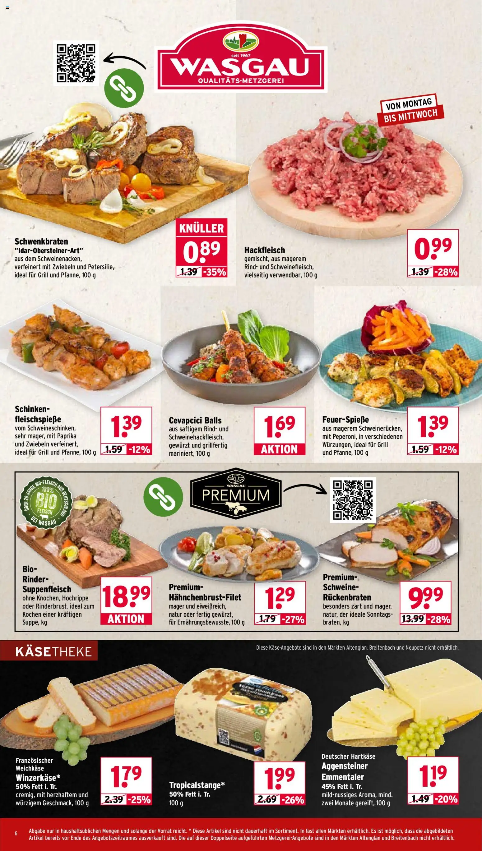 Wasgau Prospekt – gültig ab 27.07.2026 | Seite: 6 | Produkte: Cevapcici, Paprika, Schinken, Hackfleisch