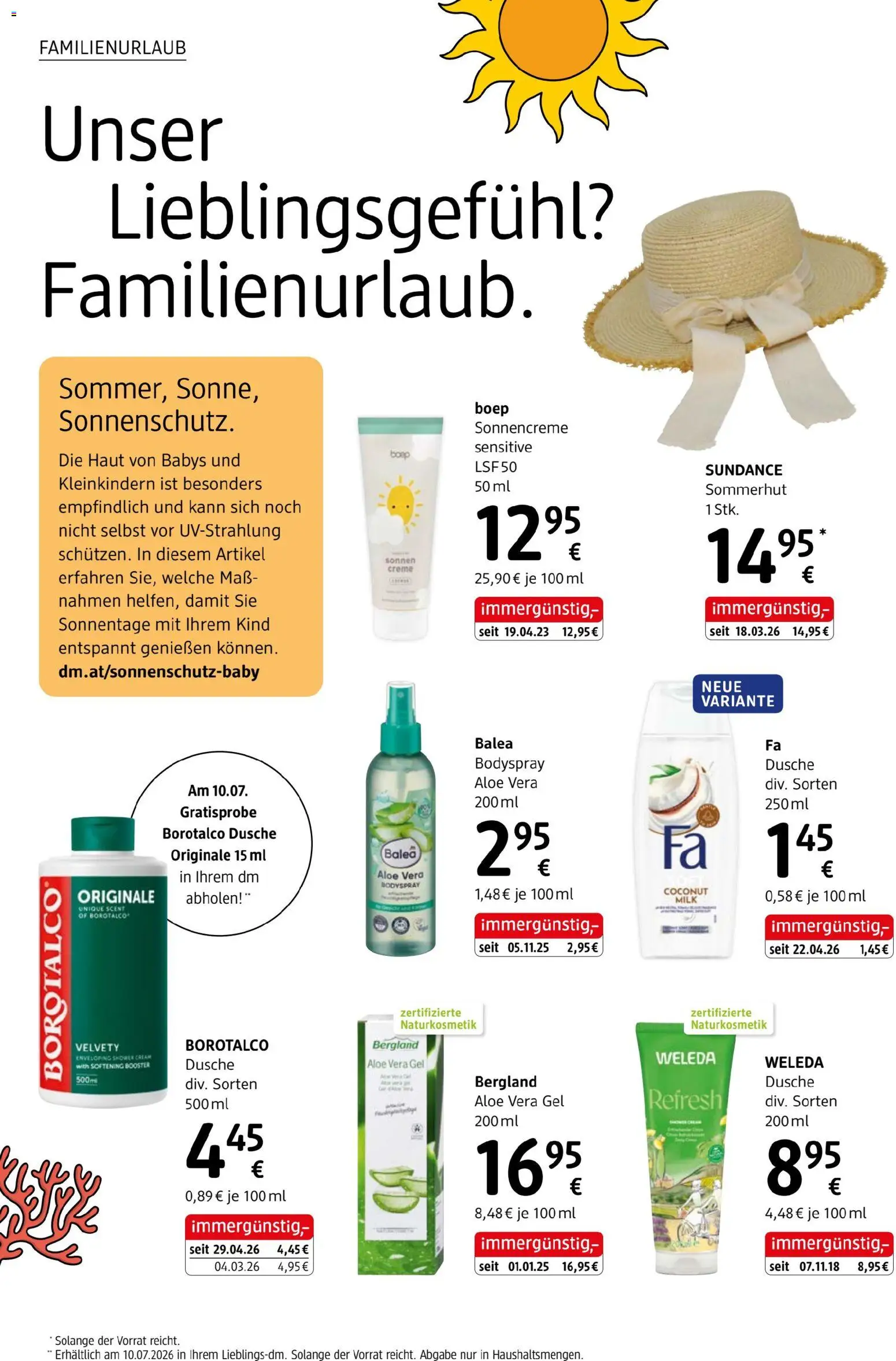 dm drogerie markt Journal Juli 2026 von 09.07.2026 - Aktuelle Angebote | Seite: 6 | Produkte: Dusche, Creme, Sonnencreme