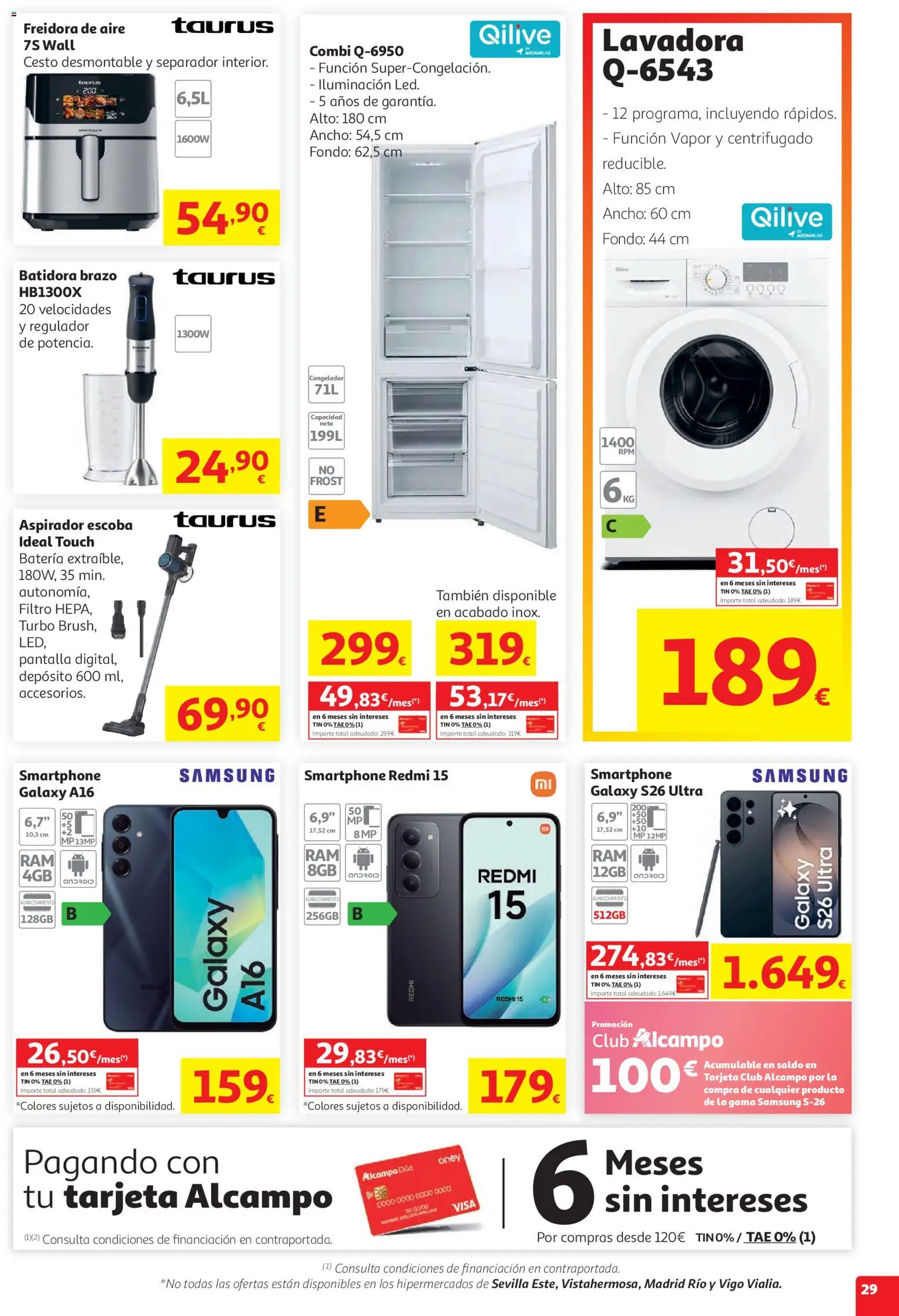 Alcampo HG Unico Mad │ válido desde el 05.05.2026 | Página: 32 | Productos: Smartphone Samsung, Escoba, Congelador, Lavadora