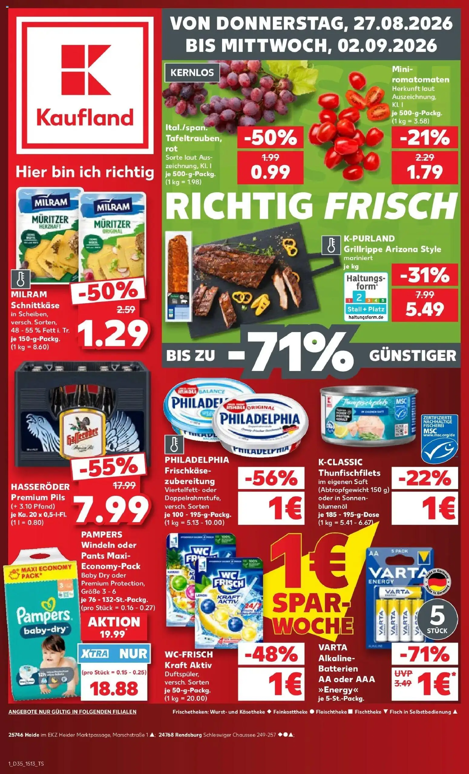 Prospekt Kaufland ab 24.08.2026 » Angebote Online zum Blättern | Seite: 12 | Produkte: Philadelphia, Pils, Milram, Wurst