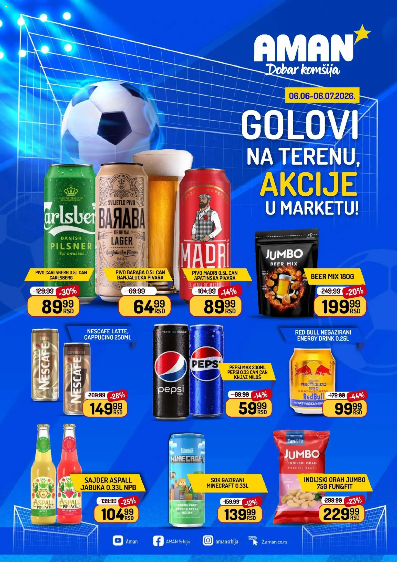 Aman katalog - važi od 06.06.2026 | Strana: 1 | Proizvode: Indijski orah, Sok, Red Bull, Pepsi