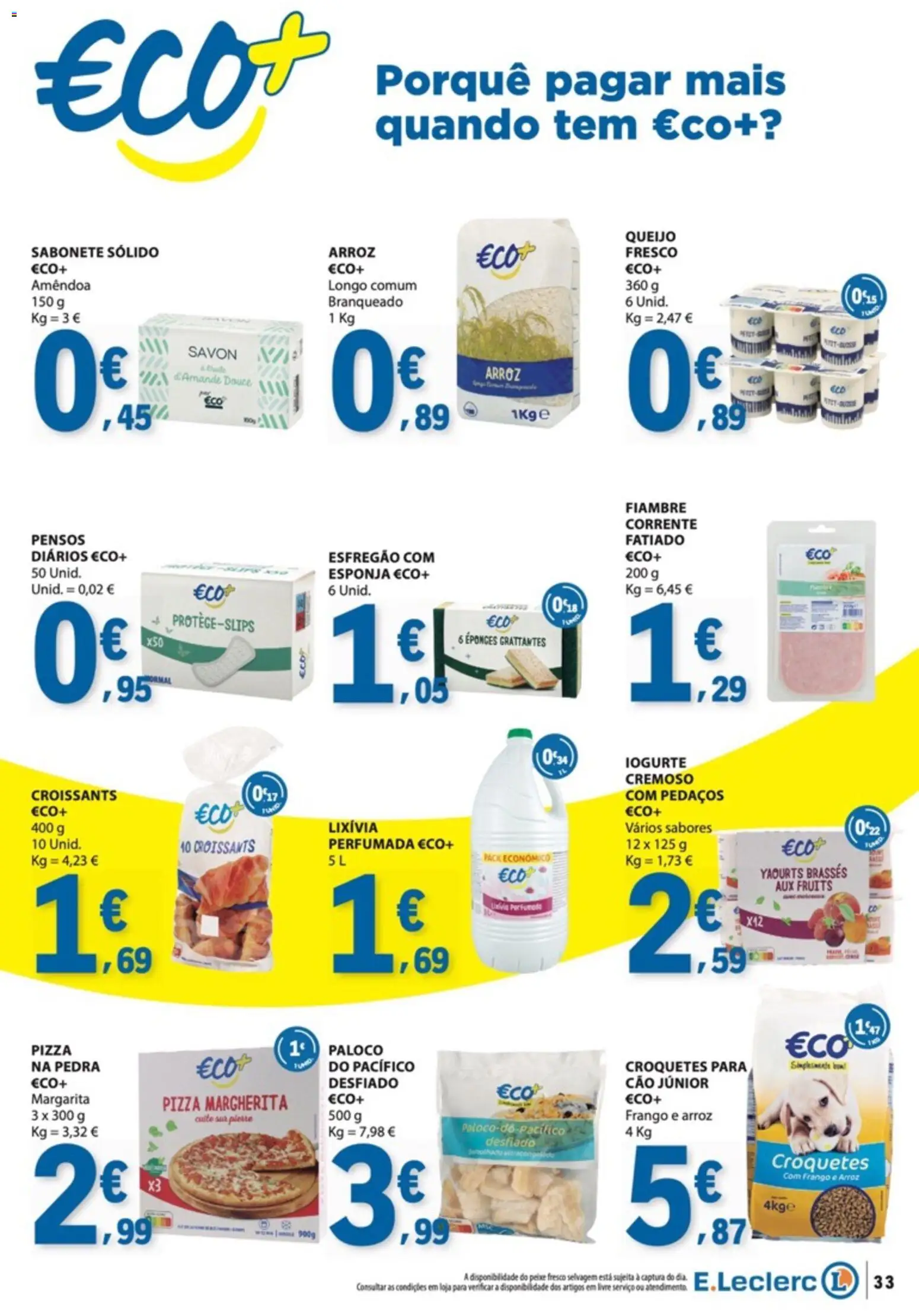 E.Leclerc folheto │ válido de 01/10/2026 | Página: 33 | Produtos: Croquetes, Queijo, Iogurte, Peixe