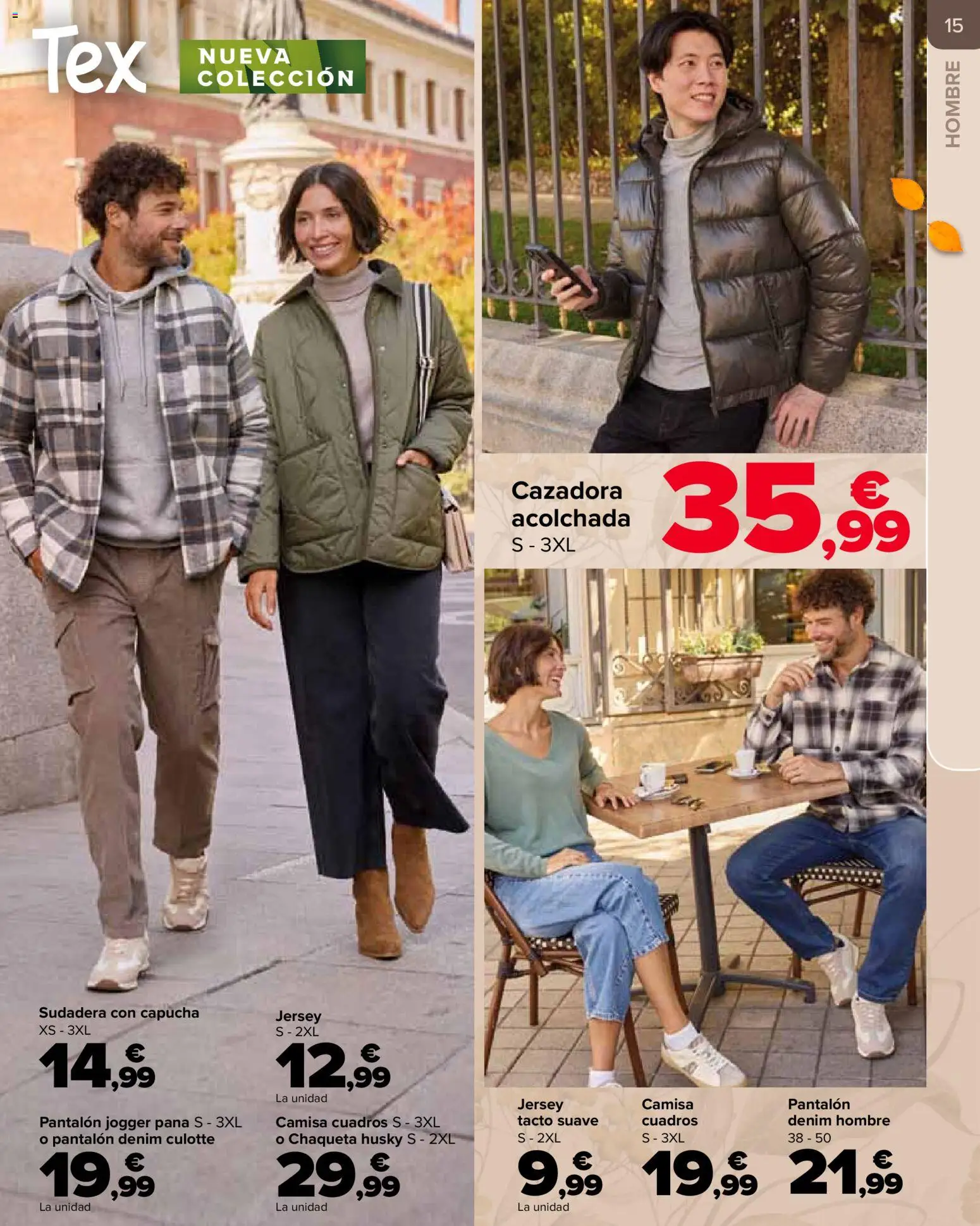 Carrefour Otoño │ válido desde el 20/10/2026 | Página: 15 | Productos: Camisa, Sudadera, Chaqueta, Cazadora acolchada