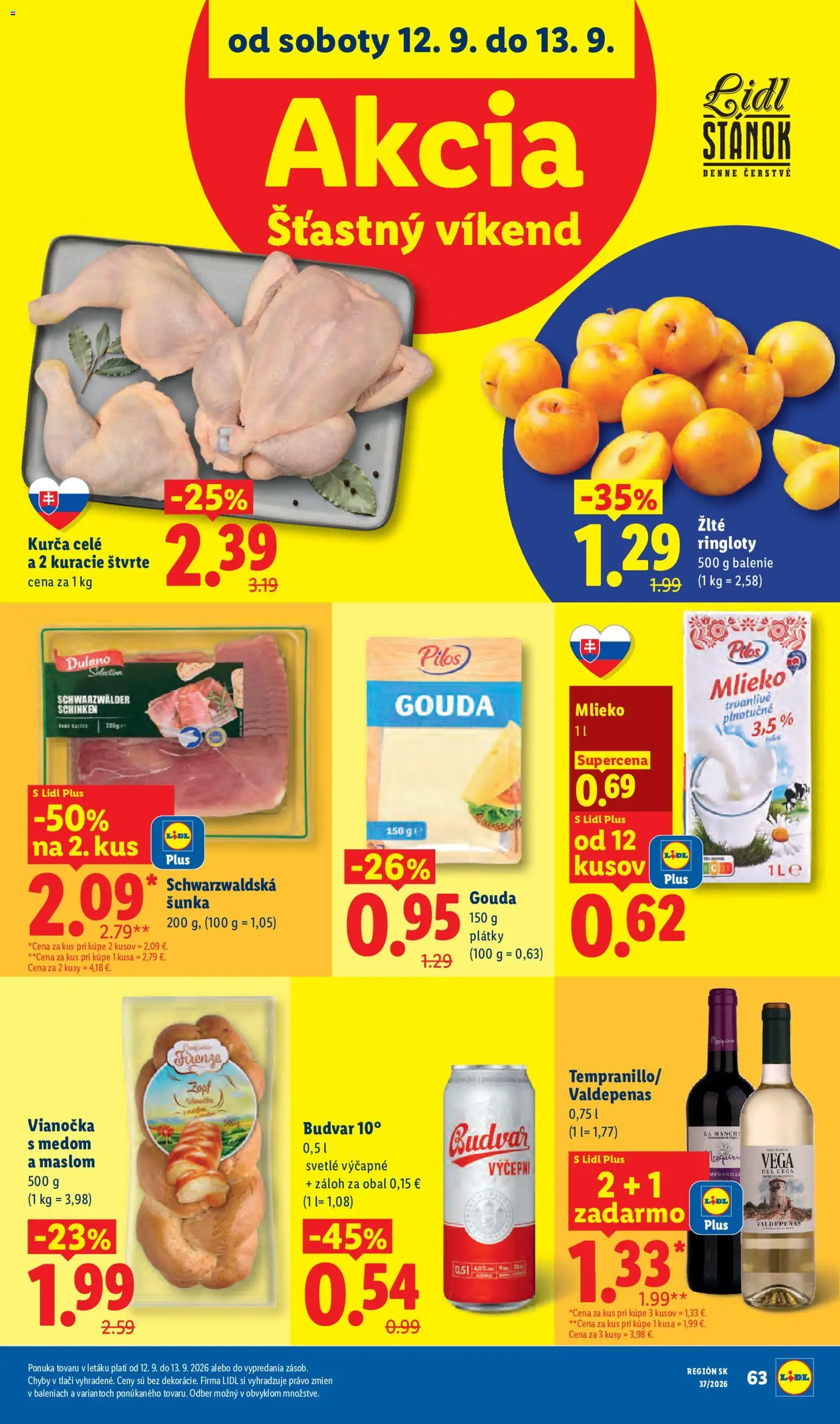 Nové Lidl akcie – leták je platný od 07.09.2026 | Strana: 95 | Produkty: Gouda, Vianočka, Budvar, Kurča