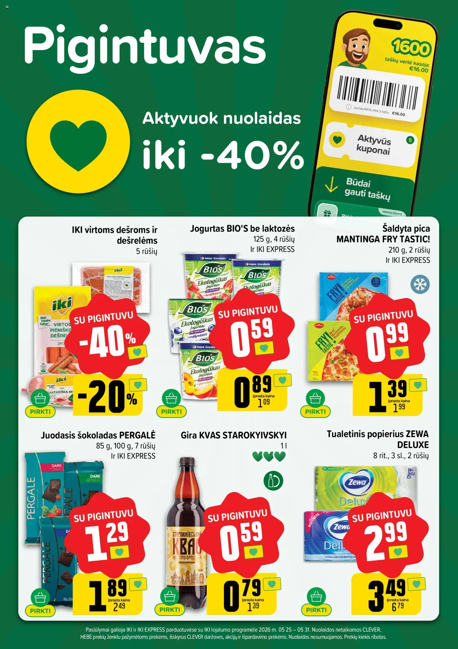 IKI akcijos nuo 25.05.2026 | Puslapis: 29 | Prekių: Jogurtas, Šokoladas, Pica, Tualetinis popierius