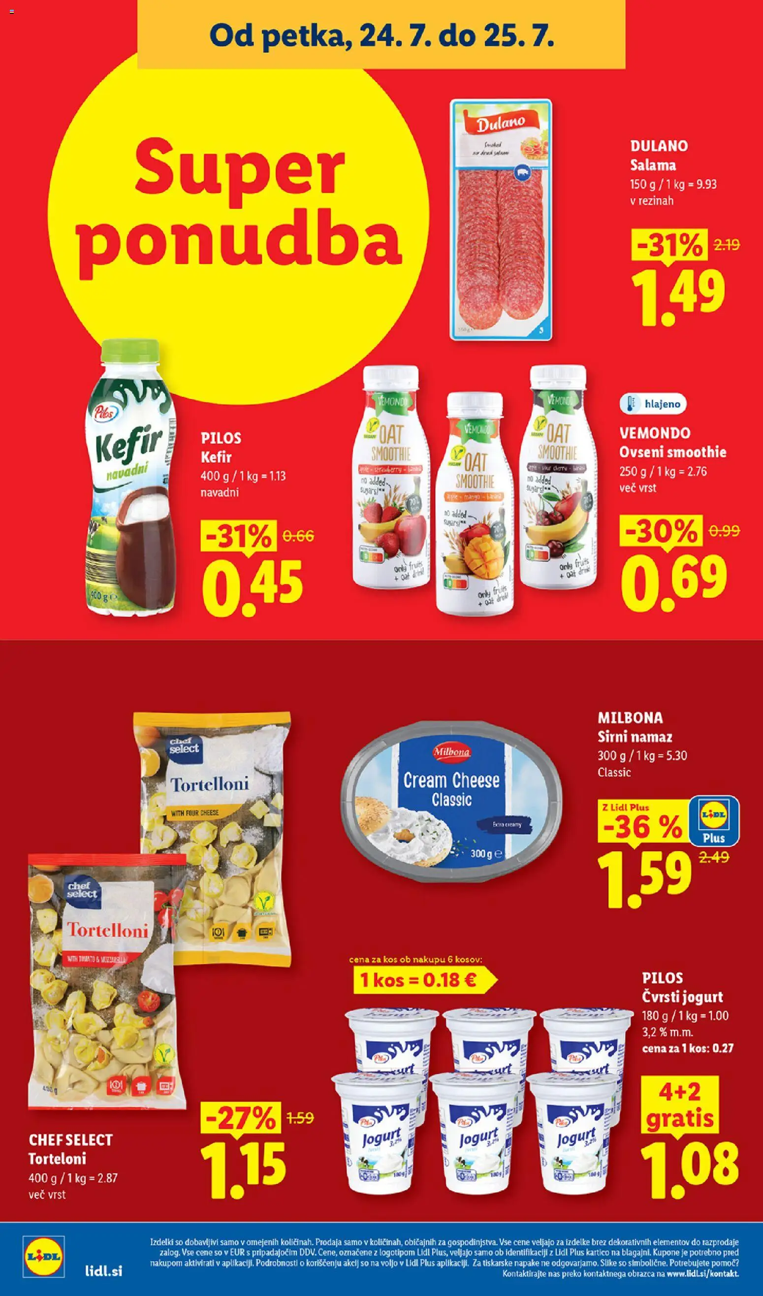Novi Lidl katalog ponudbe – veljaven od 23.07.2026 | Stran: 44 | Izdelki: Sirni namaz, Torteloni, Kos, Jogurt