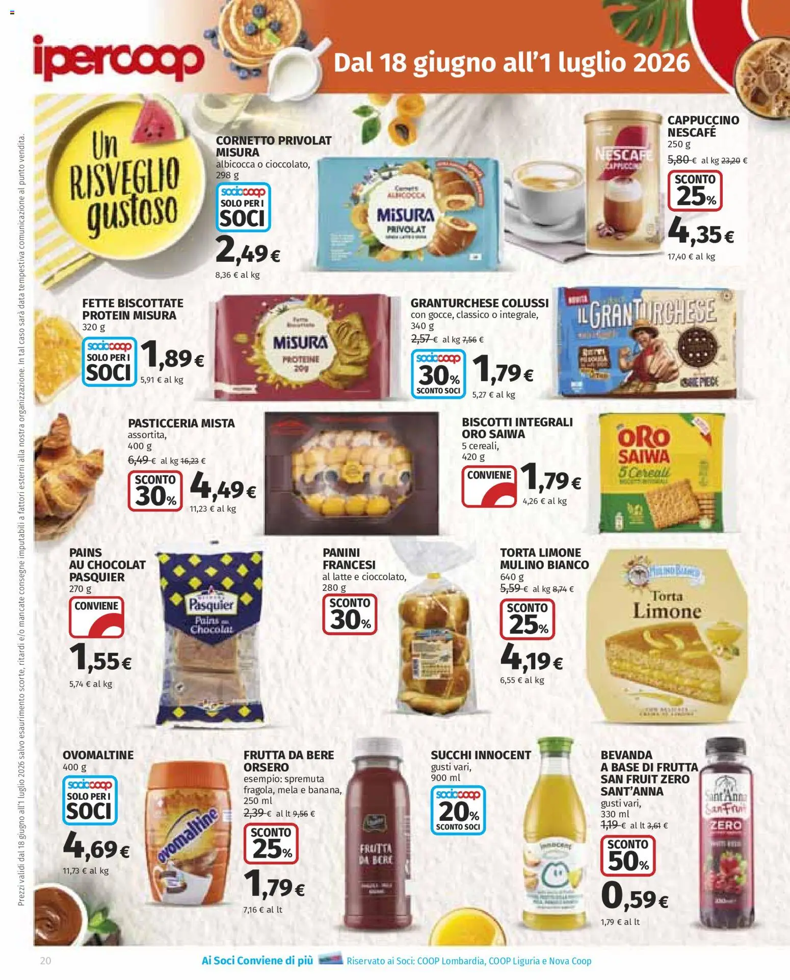 Volantino Ipercoop del 18.06.2026 | Pagina: 20 | Prodotti: Frutta, Data, The, Fette biscottate