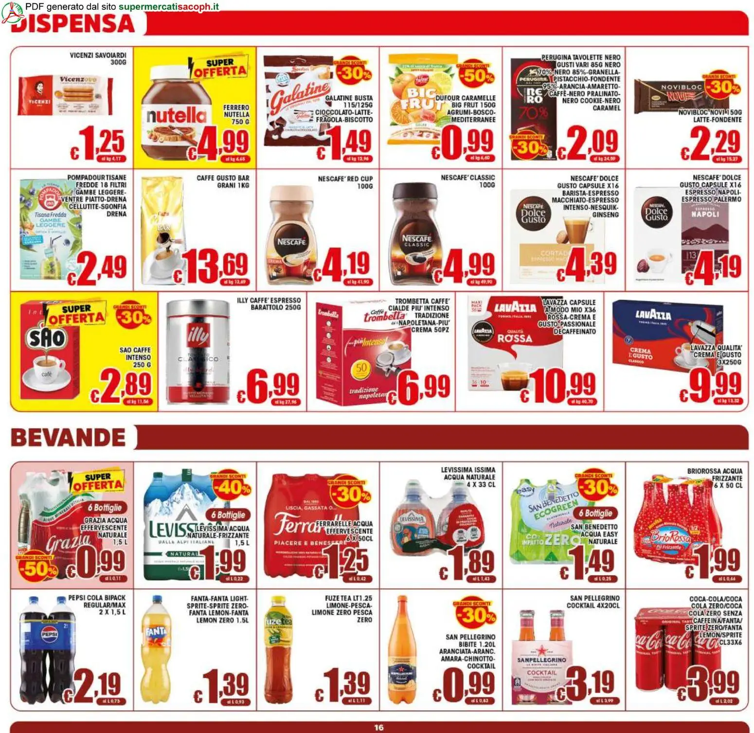 Volantino Sacoph del 29.05.2026 | Pagina: 16 | Prodotti: Crema, Caffè, Pesca, Bibite