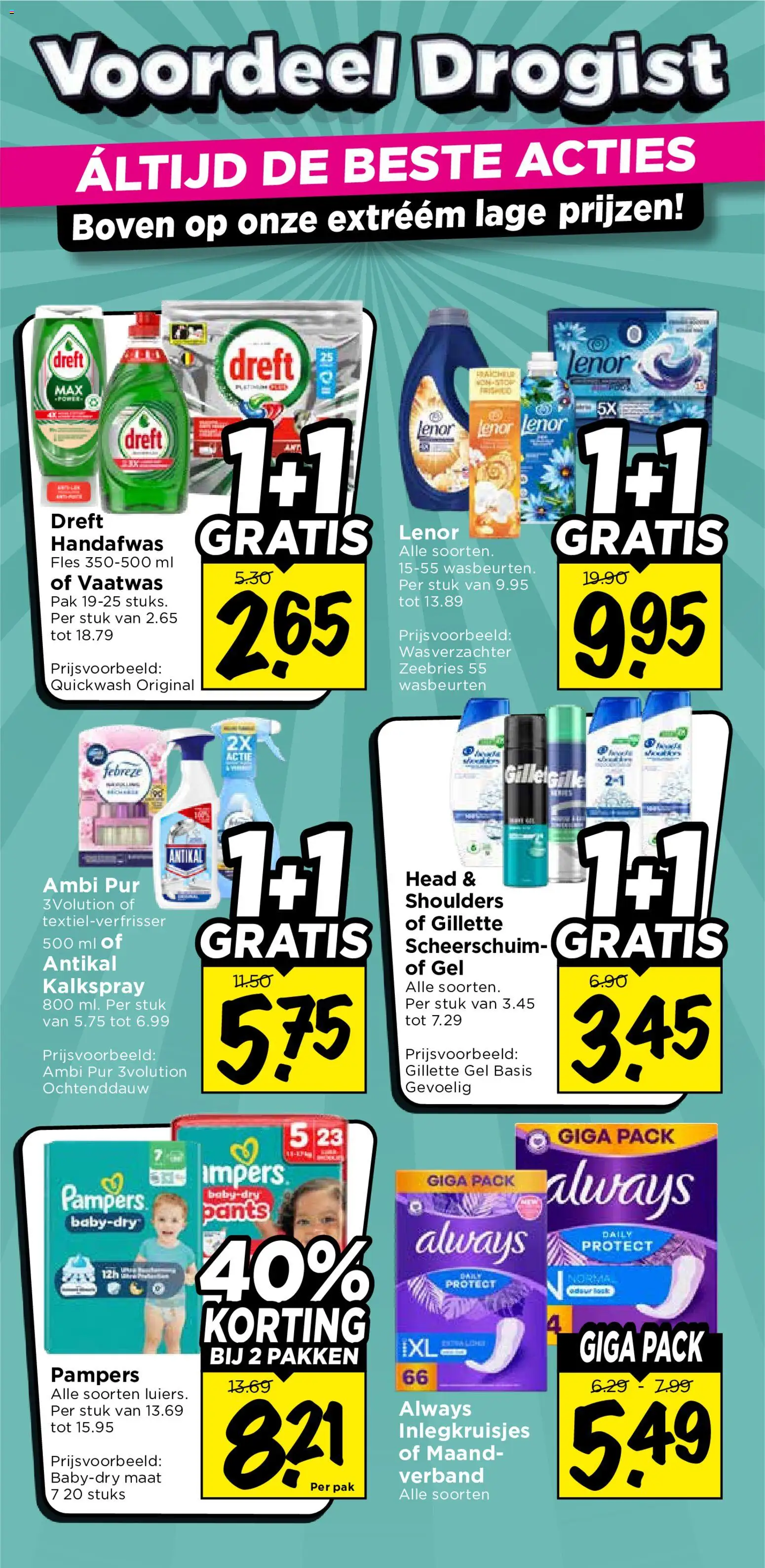 {H1} | Pagina: 18 | Producten: Wasverzachter, Fles, Pampers, Gel