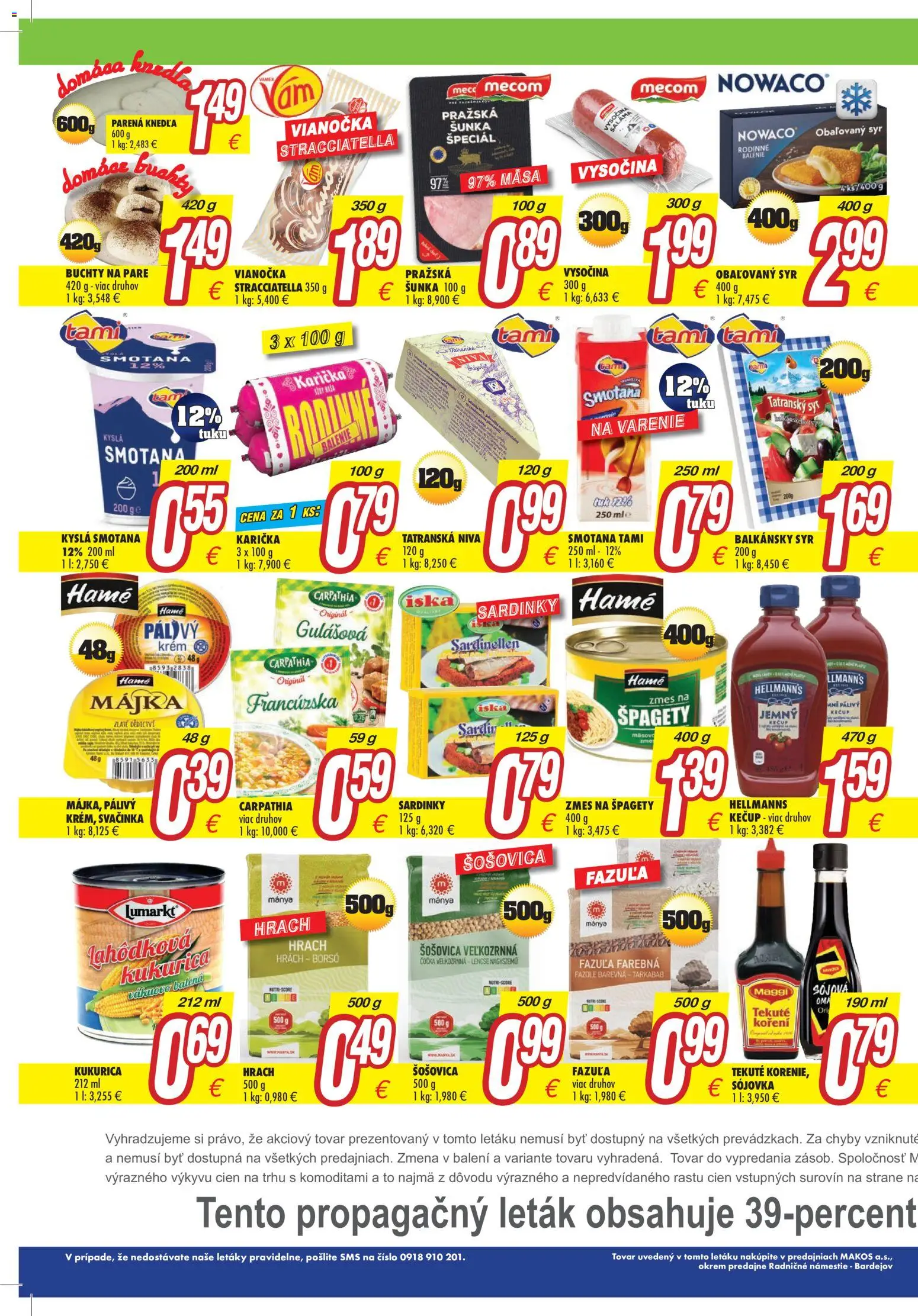 Nové Makos akcie – leták je platný od 31.08.2026 | Strana: 3 | Produkty: Syr, Saláma, Šunka, Šošovica