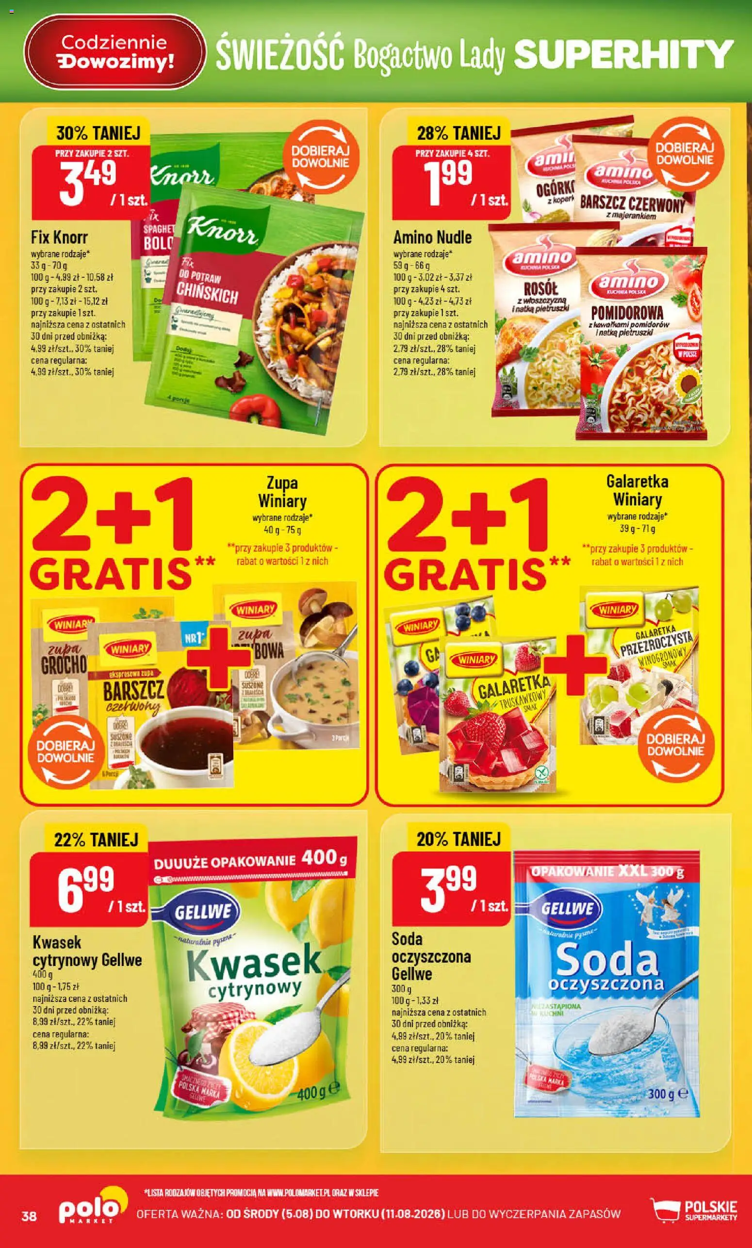 POLOmarket gazetka od 05.08.2026 | Strona: 38 | Produkty: Galaretka, Włoszczyzna, Natka pietruszki, Ogórki