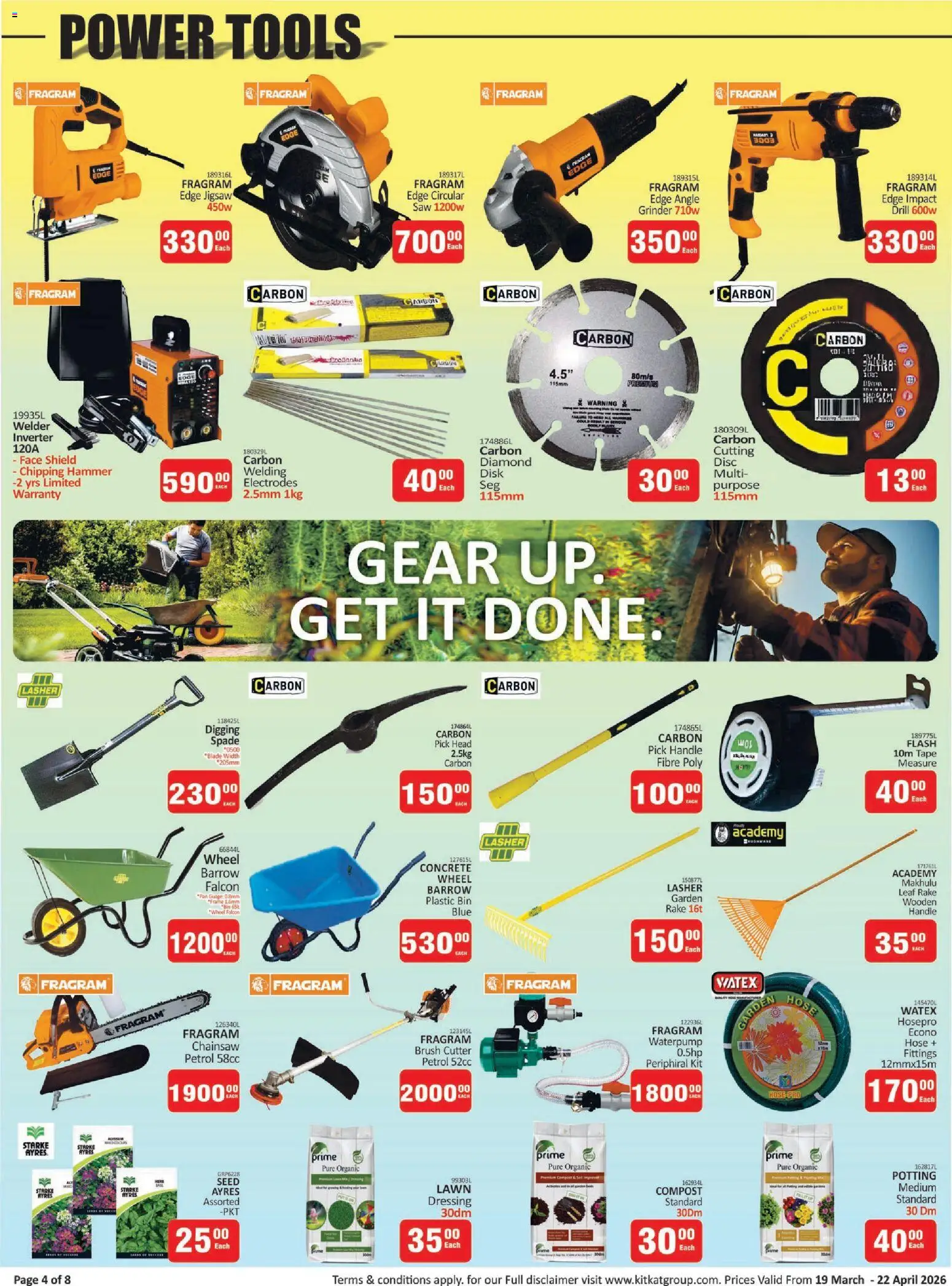 New KIT KAT Cash & Carry catalogue – valid from 19.03.2026 | Page: 4 | Products: Grinder, Jigsaw, Hammer, Spade