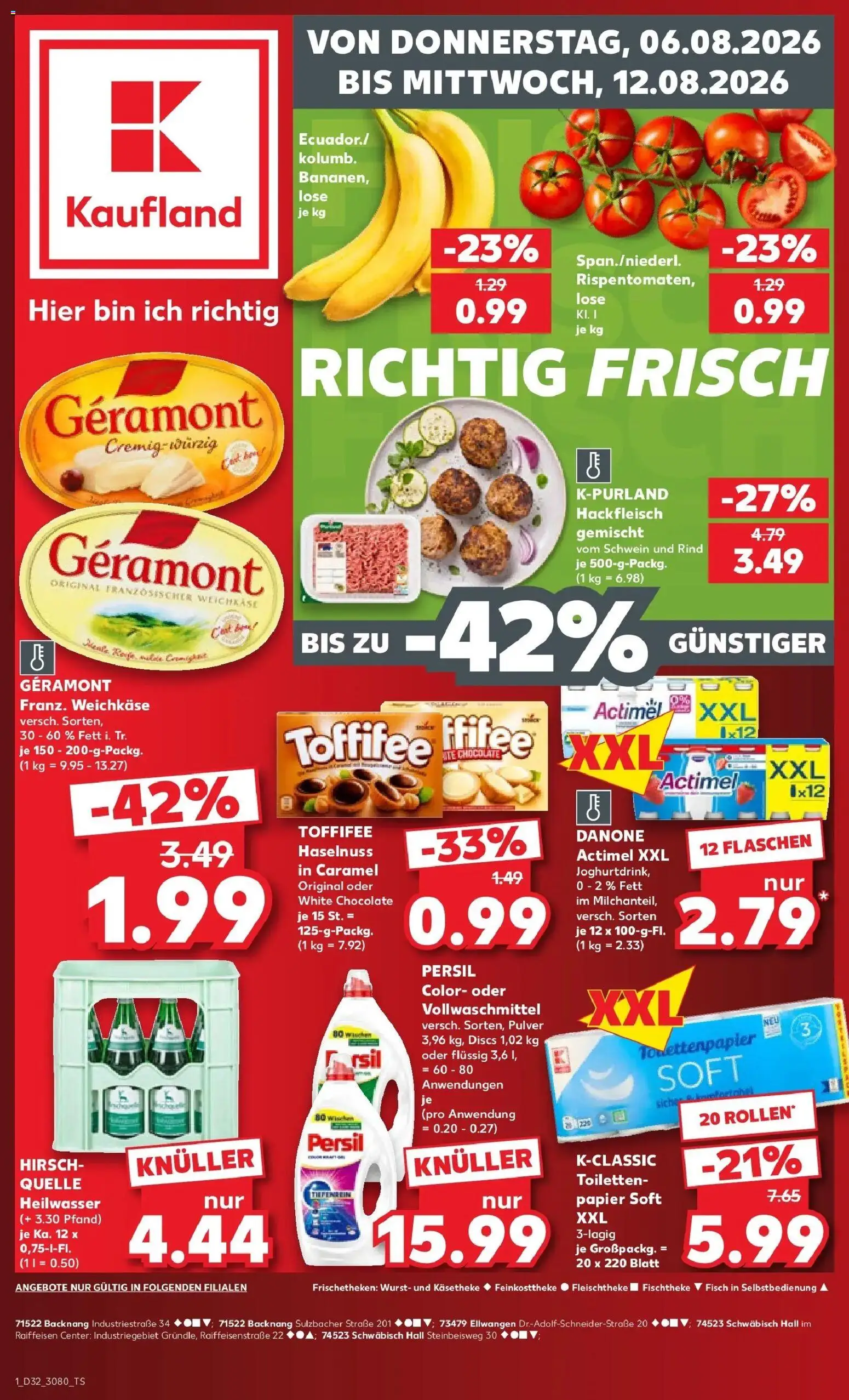 Prospekt Kaufland ab 06.08.2026 » Angebote Online zum Blättern | Seite: 1 | Produkte: Geramont, Fisch, Wurst, Toffifee